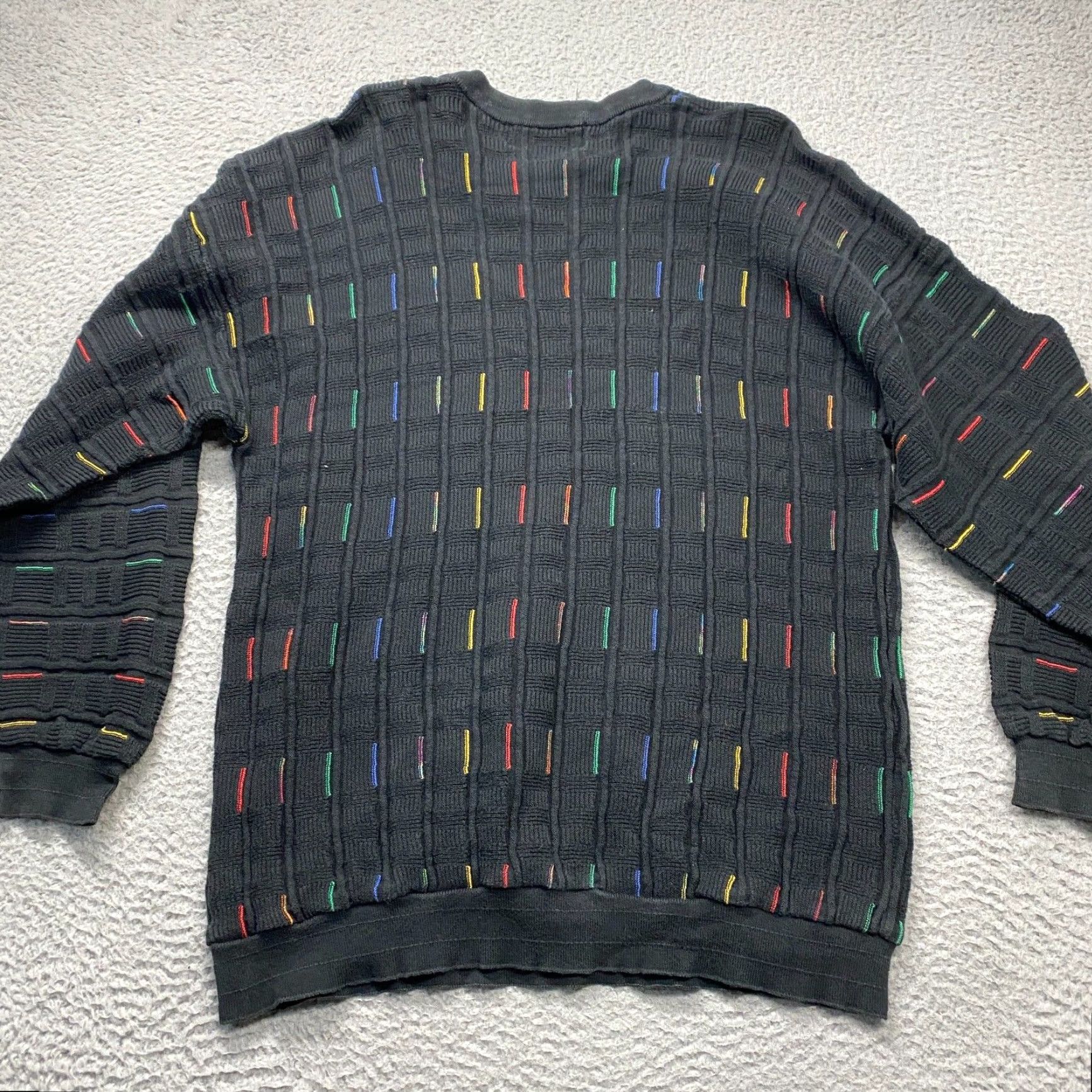 VINTAGE Tundra Baracuta Sweater Mens XL Black 3D Knit 90s Hip Hop Mens