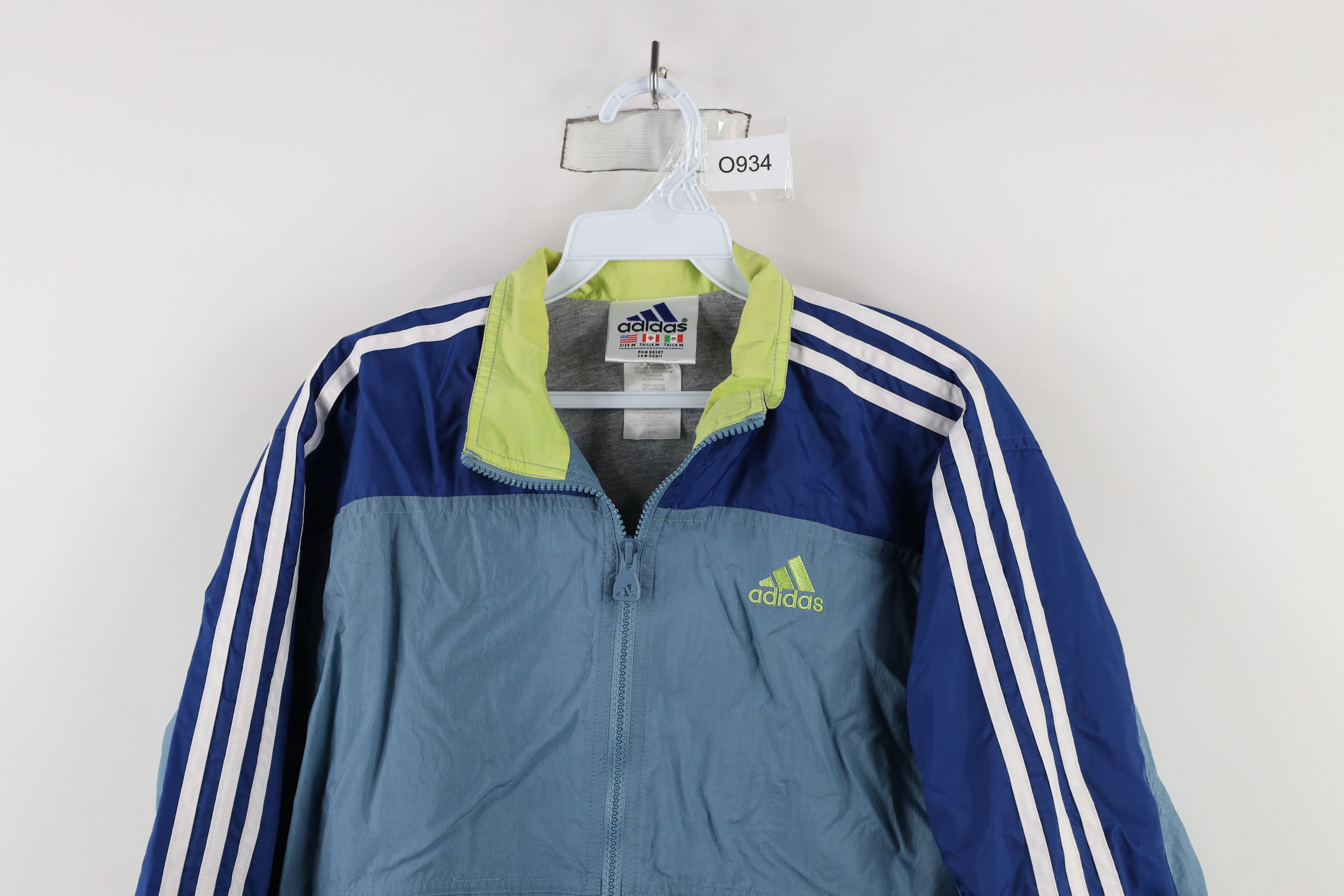 Adidas × Vintage Vintage 90s Adidas Striped Lined Windbreaker Jacket Blue Size M / US 6-8 / IT 42-44 - 2 Thumbnail
