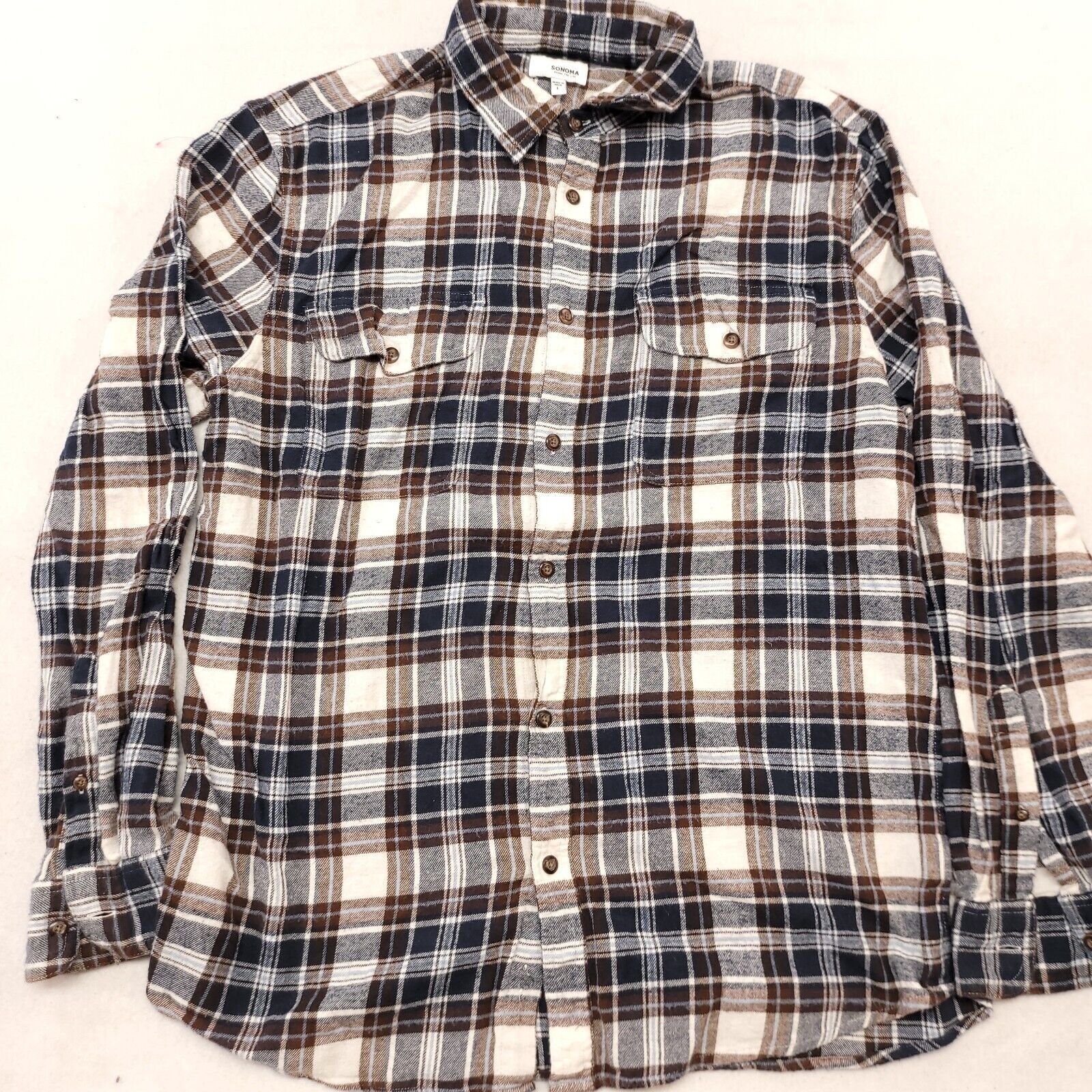 Sonoma Sonoma Tartan Flannel Shirt Mens Size Large L Blue White Size US L / EU 52-54 / 3 - 2 Thumbnail