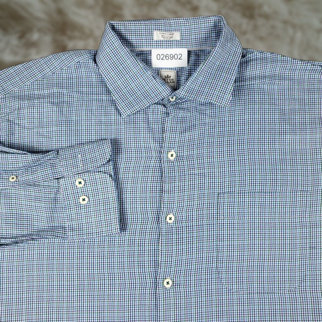 Peter Millar Peter Millar Button-Up Shirt Mens XL Blue Plaid Long Sleeve Casual Size US XL / EU 56 / 4 - 1 Thumbnail