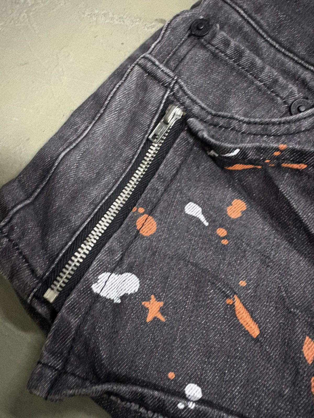 Hysteric Glamour Paint Splatter assymetrical denim mini short Blue Blue Japan Size 29" - 6 Thumbnail