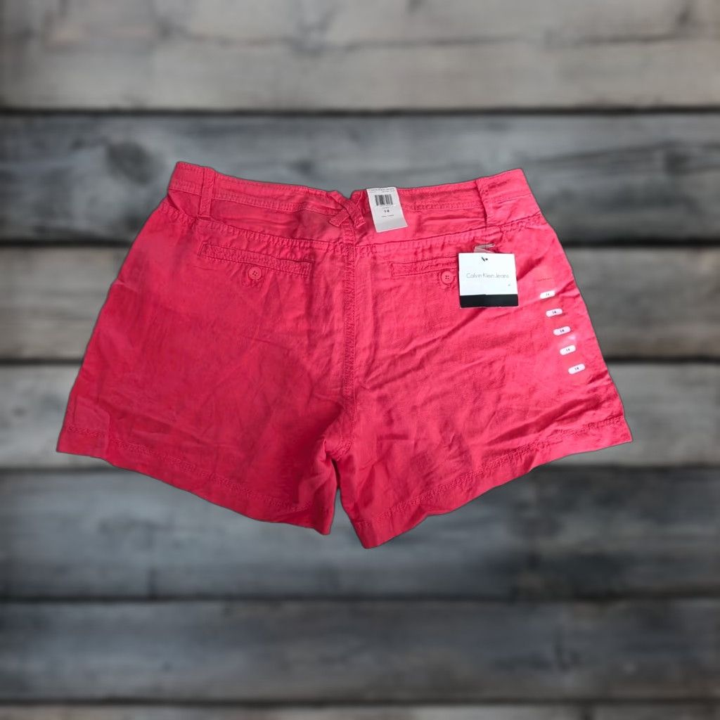 Calvin Klein Calvin Klein Shorts Coral Pink Lightweight Linen Blend Outdoor Chino Sz 14 Women’s NWT Size 36" / US 14 / IT 50 - 1 Thumbnail