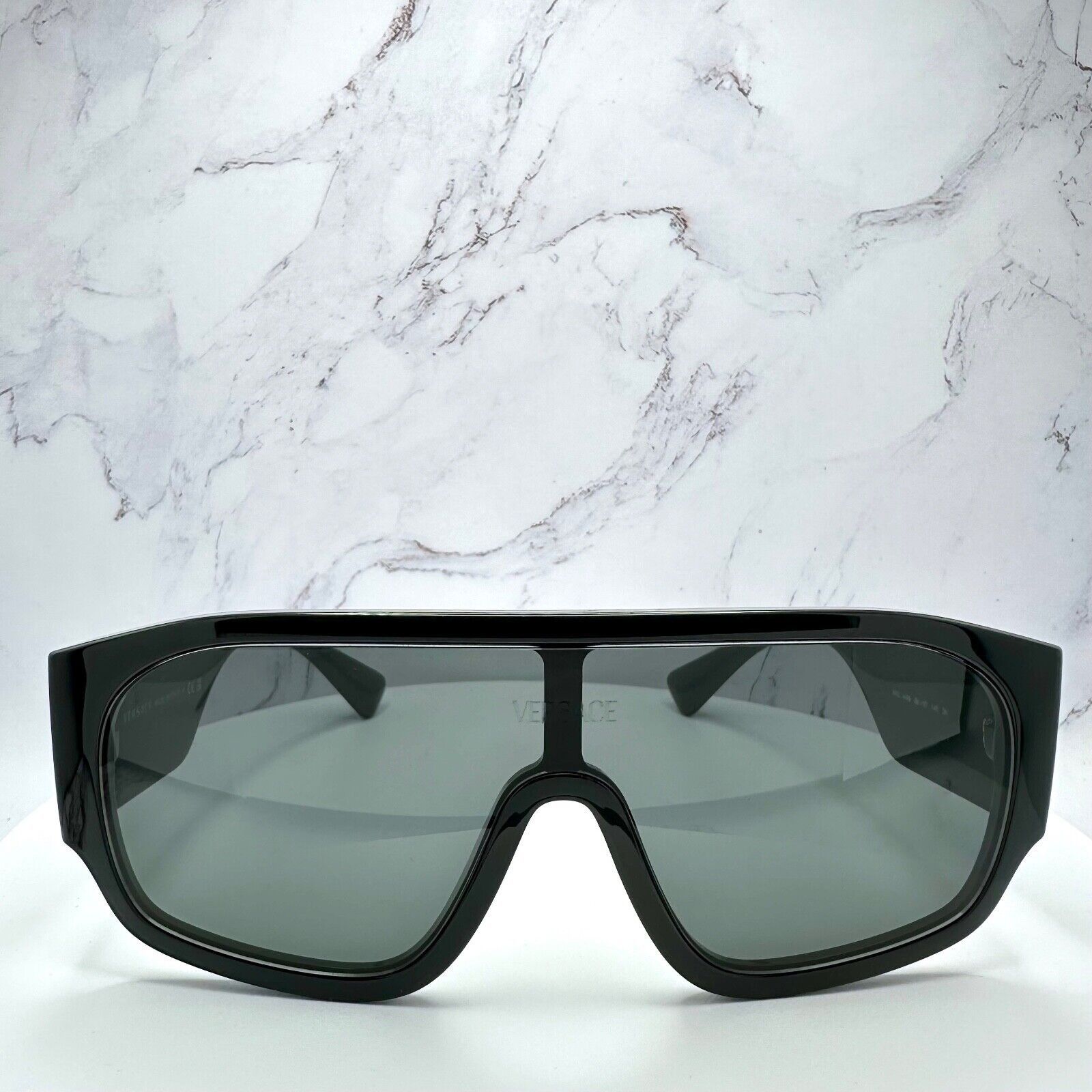 Versace New VERSACE Sunglasses Black Aviator Wrap Shield Runway Gold Size ONE SIZE - 3 Thumbnail