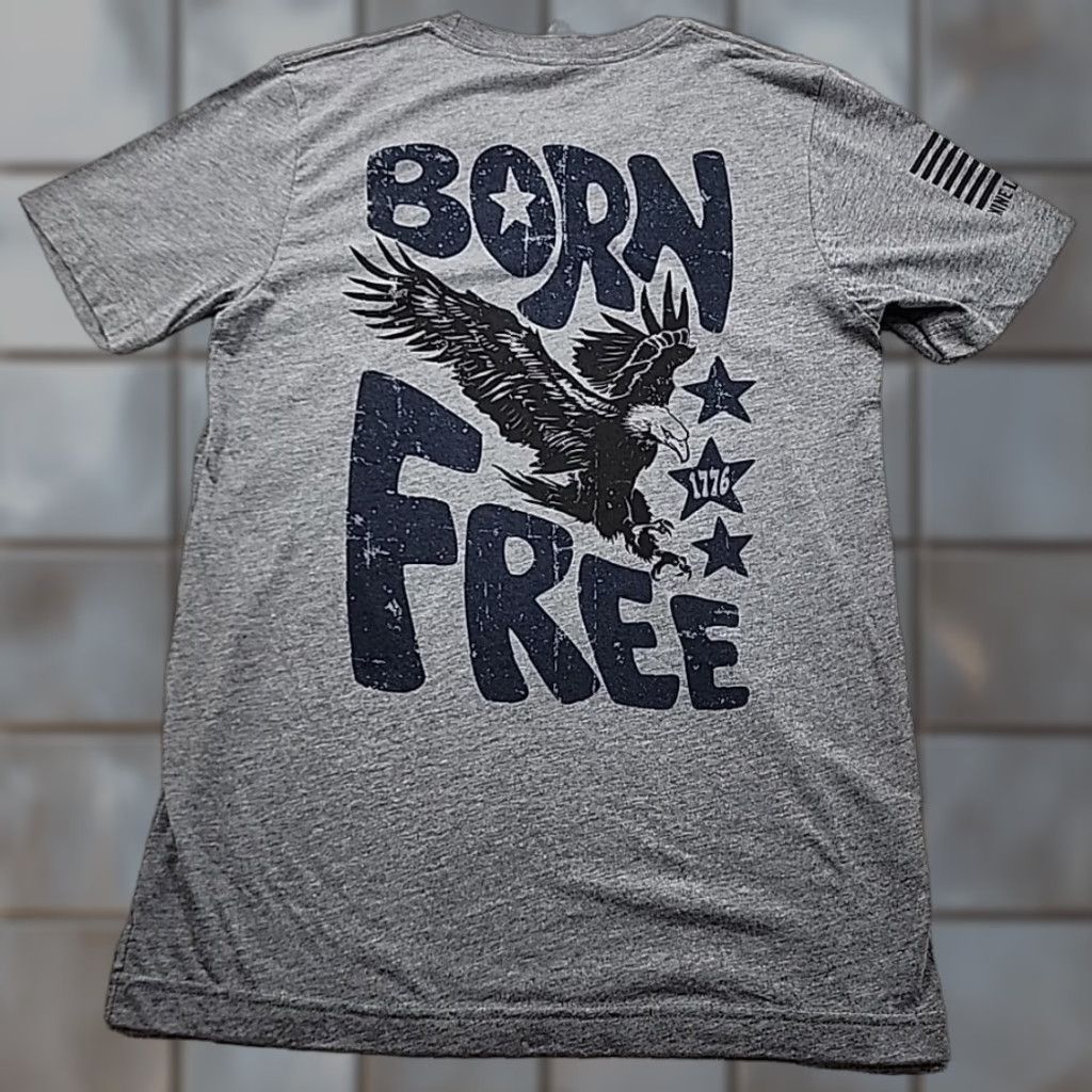 Born Nine Line T Shirt Adult Small Born Free 1776 Gray Short Sleeve Patriotic Graphic Print Military Classic Mens Size US S / EU 44-46 / 1 - 1 Thumbnail