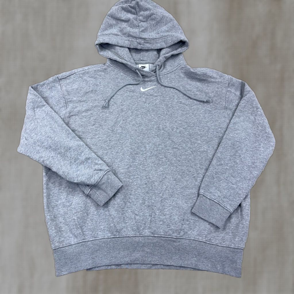 Nike Nike Hoodie Women XS Gray White Center Swoosh Baggy Retro Cotton Heather Size XS / US 0-2 / IT 36-38 - 1 Thumbnail