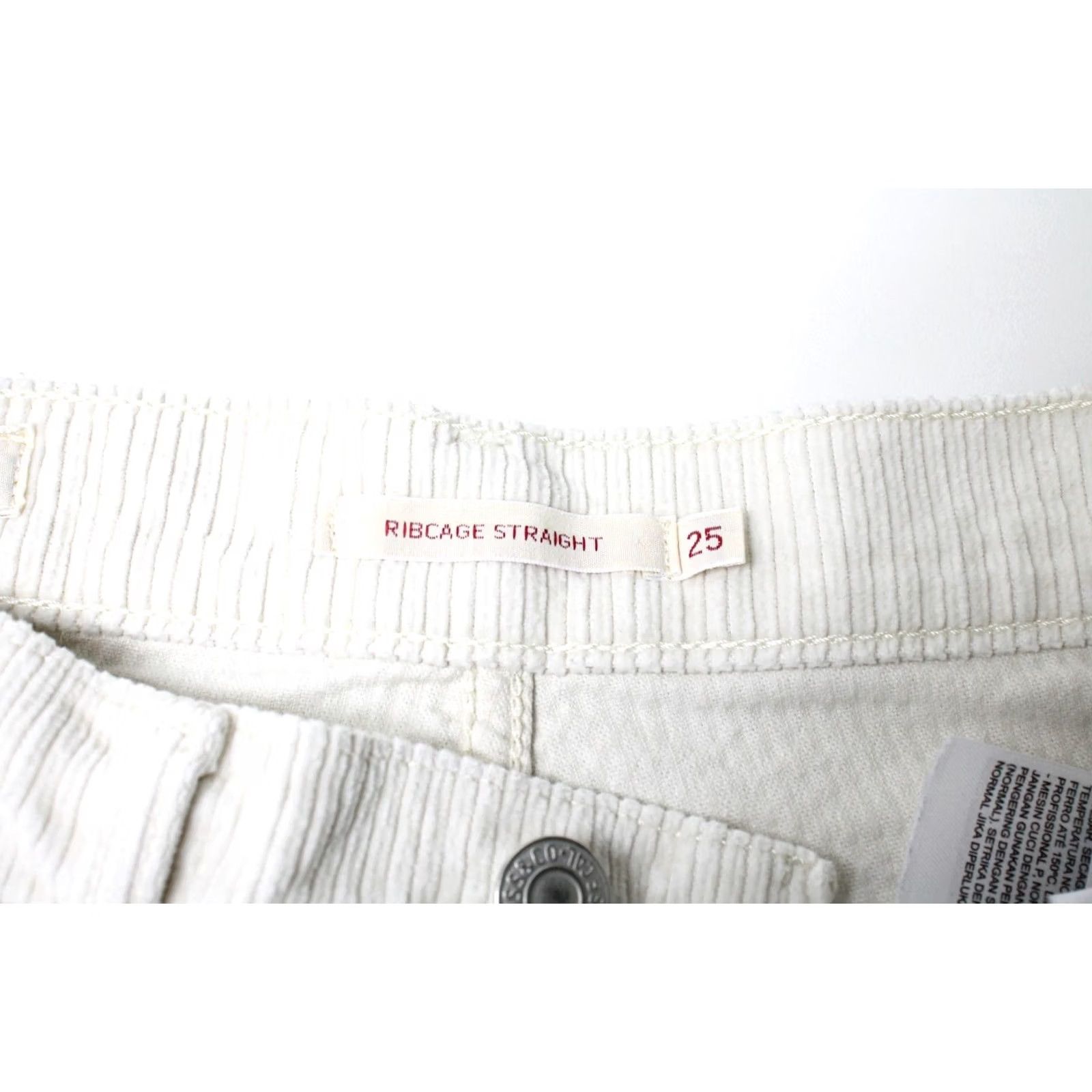 Levi's LEVI'S RIBCAGE STRAIGHT Jeans Women's W25/L25 High Waist Corduroy Ivory Trousers Size 42" / US 20 - 7 Thumbnail