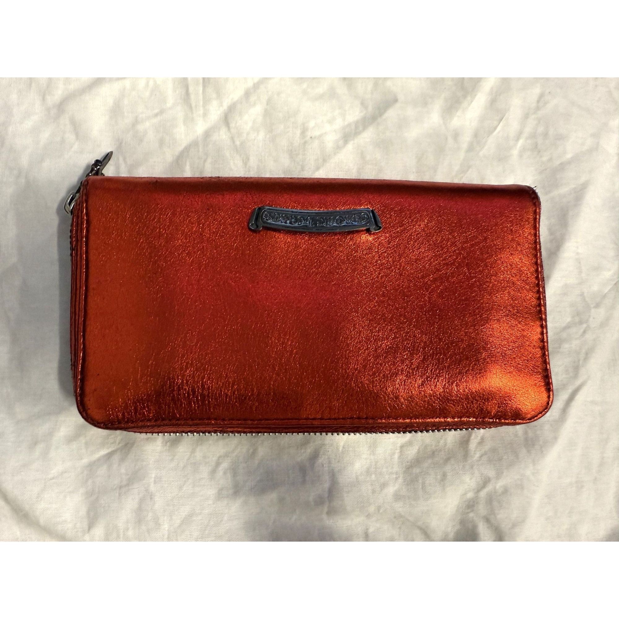 Chrome Hearts Chrome Hearts Red Metallic Leather Zipper Wallet With Cross Size ONE SIZE - 2 Thumbnail