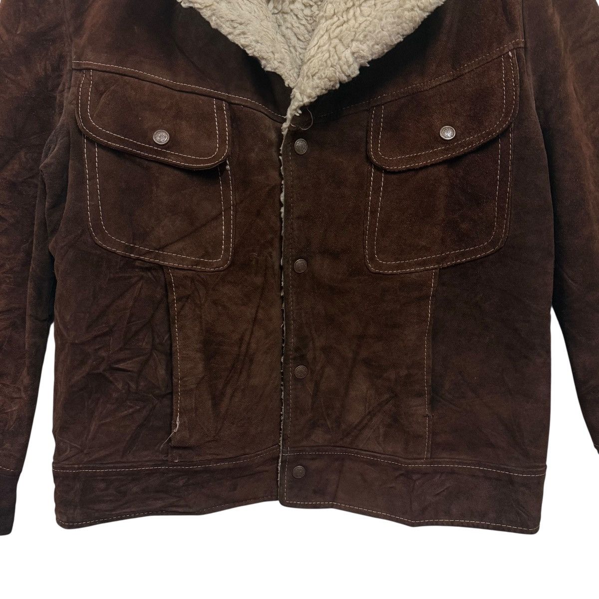 Towncraft Vintage 70s Jc Penny Suede Leather Jacket Sherpa Lining Size US L / EU 52-54 / 3 - 5 Thumbnail