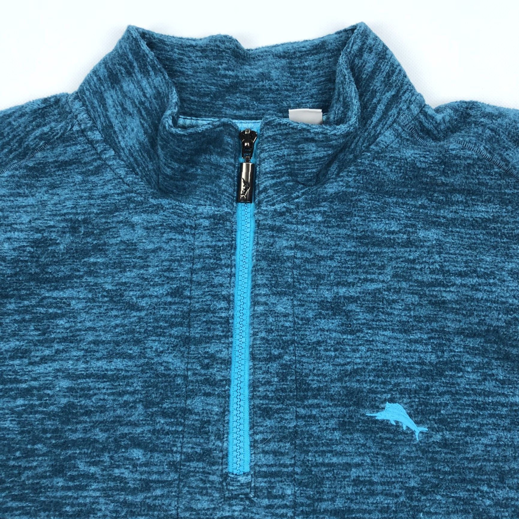 Tommy Bahama Tommy Bahama Men's XL Teal Blue Green Heather 1/4 Zip Pullover Fleece Shirt Pullover Activewear Casual Golf Walking Mock Neck Embroidered Logo Size US XL / EU 56 / 4 - 2 Thumbnail
