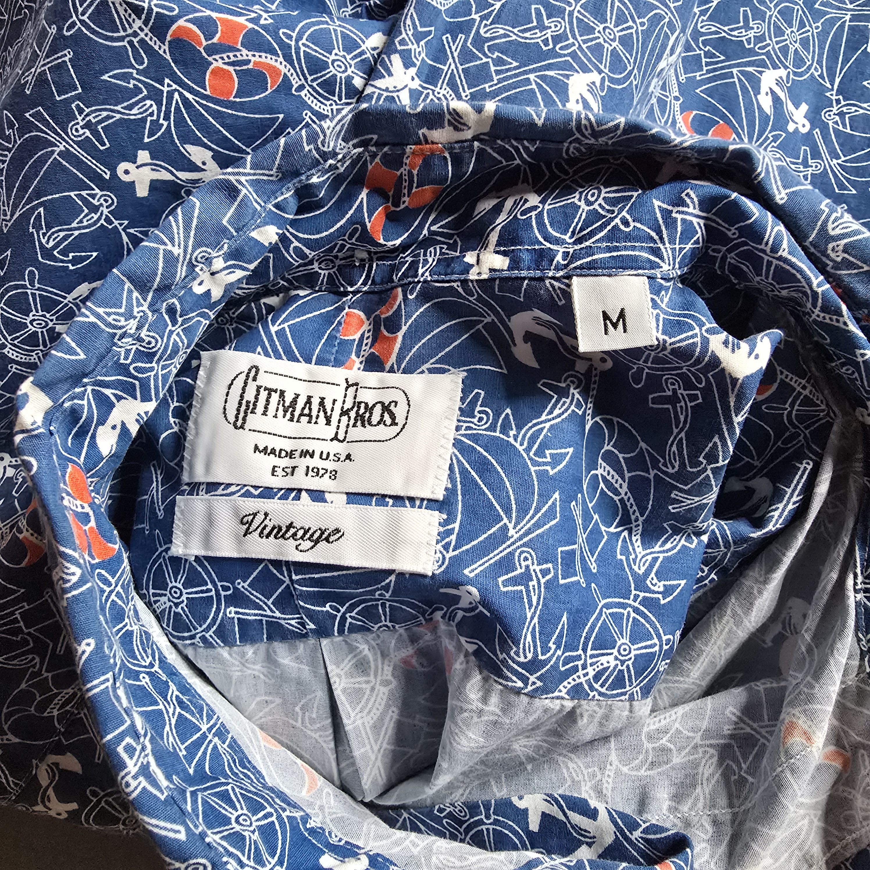 Gitman Bros. Vintage Gitman Bros - Nautical Anchors Printed Shirt Size US M / EU 48-50 / 2 - 5 Thumbnail