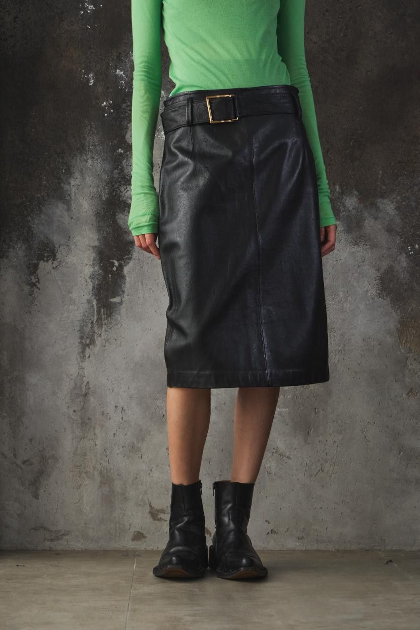 Moschino MOSCHINO Belted Leather Midi Skirt Size 29" - 1 Thumbnail