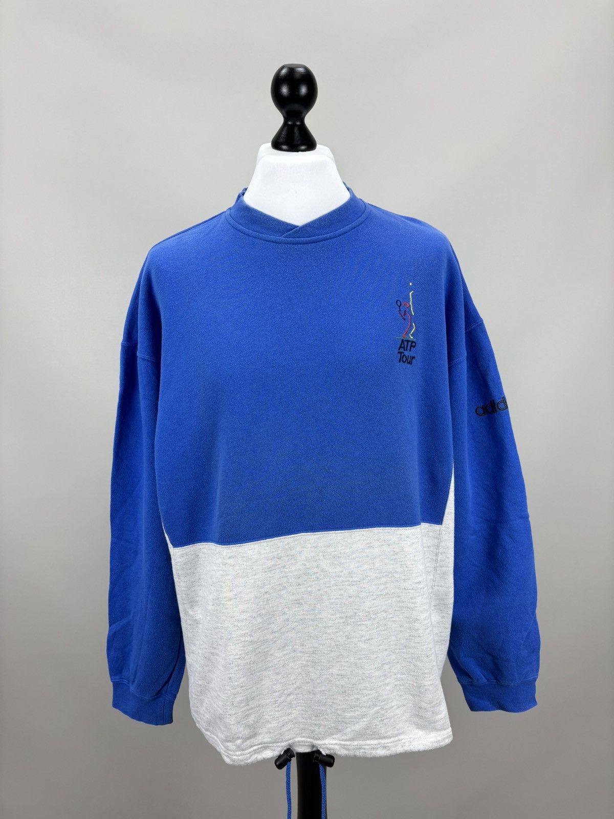 Mens vintage sweatshirt Adidas ATP Tour Size L Color Blue
