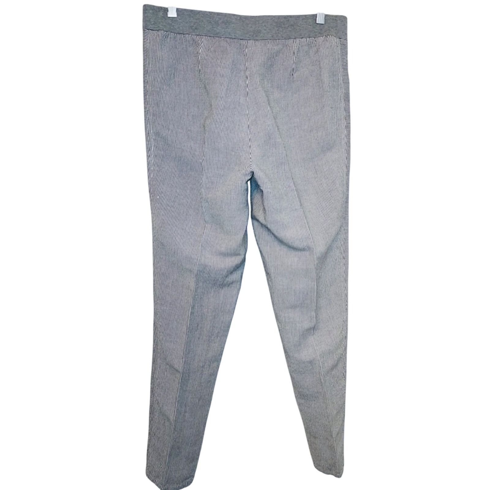 J. Jill J. Jill Linen Blend Gray White Pinstripe Straight Leg Pants Size 27" / US 4 / IT 40 - 2 Thumbnail