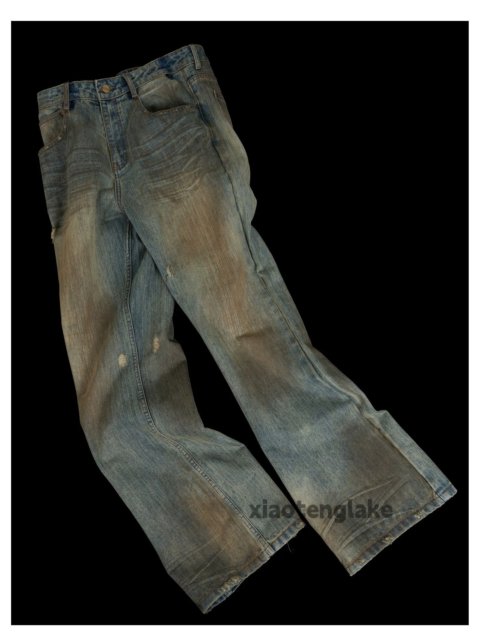 Jean × Vintage washed faded cleanfit damaged skate hiphop flared jeans Size US 34 / EU 50 - 5 Thumbnail