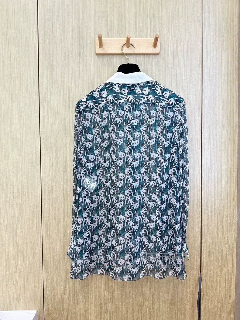 Chanel Chanel 23A hibiscus pattern mulberry silk long-sleeved shi Size XS / US 0-2 / IT 36-38 - 4 Thumbnail