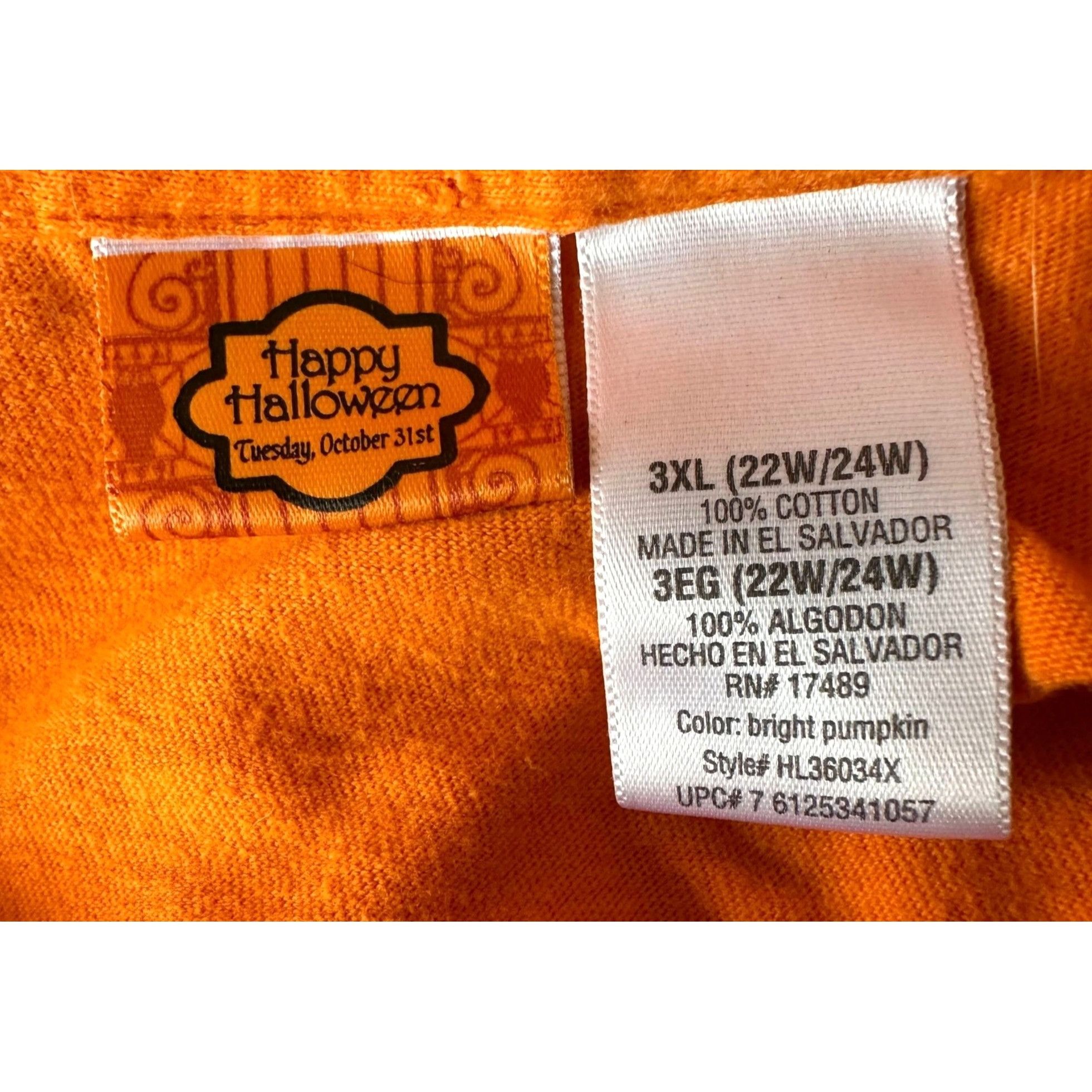Vintage VTG 90's Happy Halloween T-Shirt 3XL 22W 24W Orange Black Ca Size 3XL / US 20-22 - 12 Thumbnail