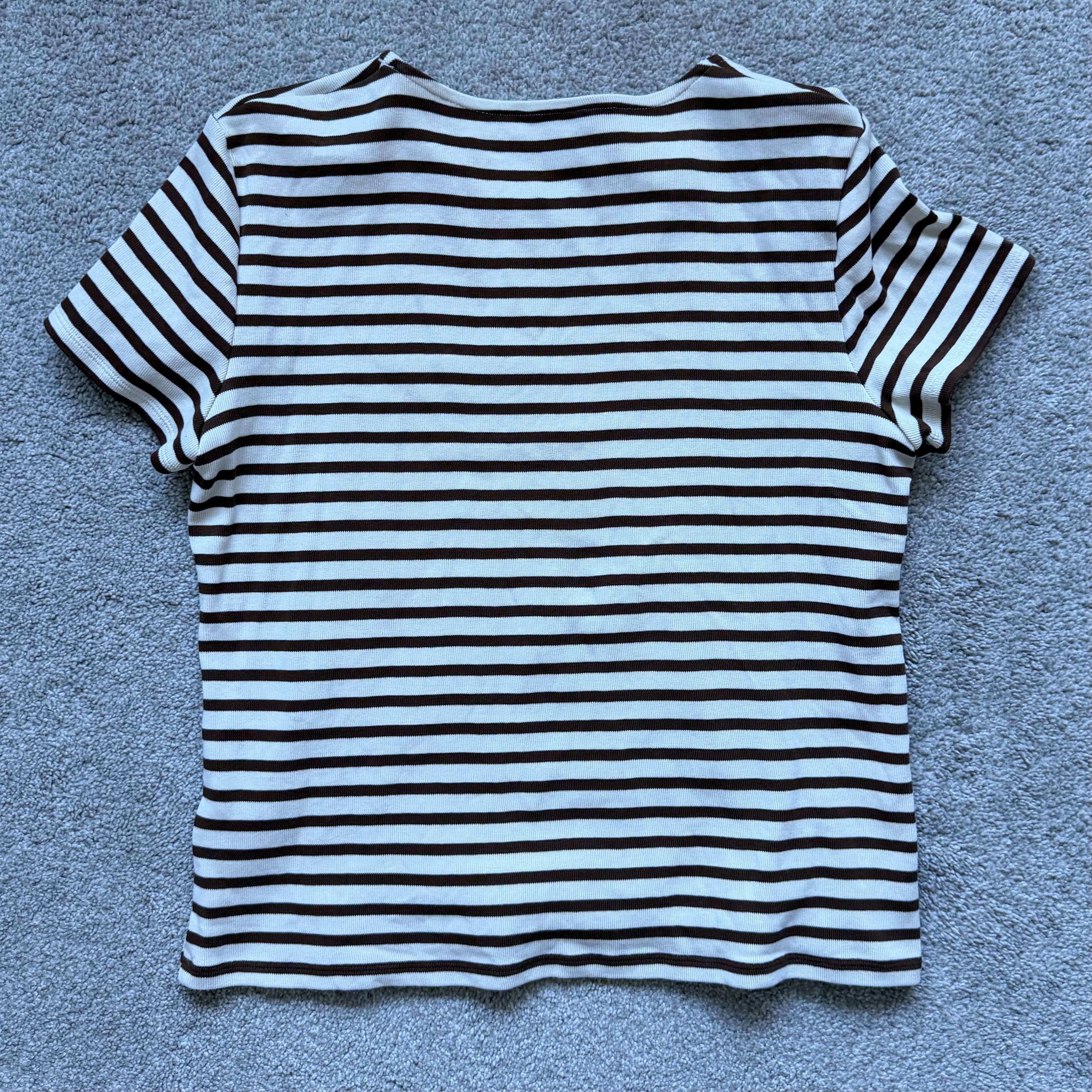 Cos COS Striped Brown T-Shirt Size M / US 6-8 / IT 42-44 - 2 Thumbnail