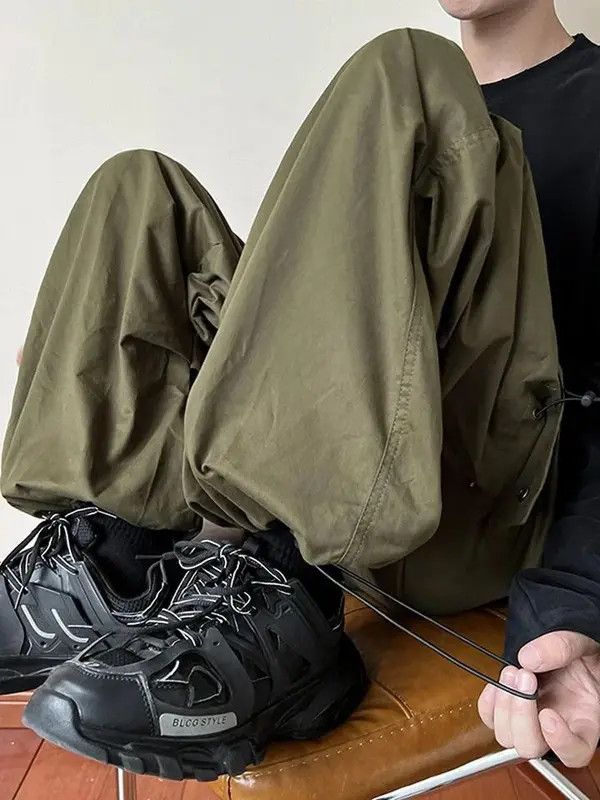 Japanese Brand × Vintage Vintage Streetwear black cargo parachute pants y2k Size US 32 / EU 48 - 2 Thumbnail