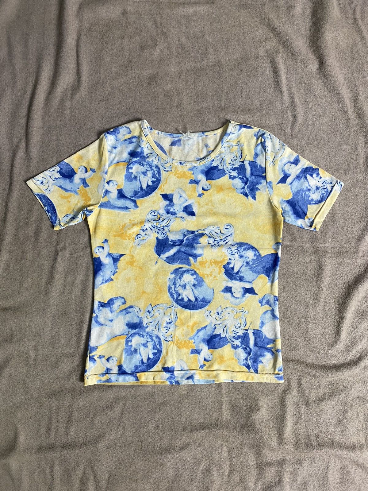 image of Archival Clothing x Vintage Unknown Renaissance Angel Print Tshirt Mesh, Women's (Size Medium)