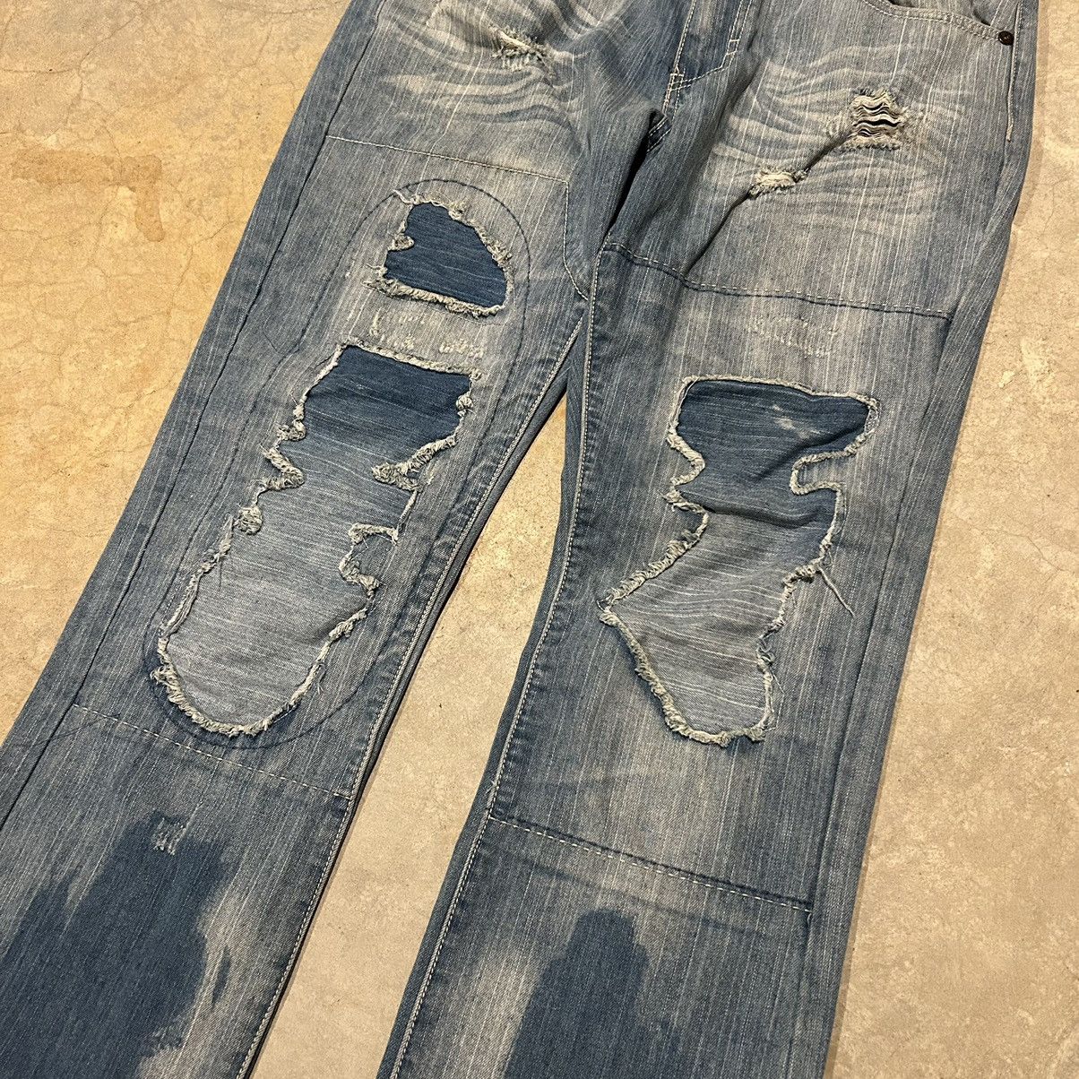 JNCO × Southpole × Vintage Crazy Vintage Y2K Grindhouse Baggy Repaired Denim Distressed Size US 38 / EU 54 - 3 Thumbnail