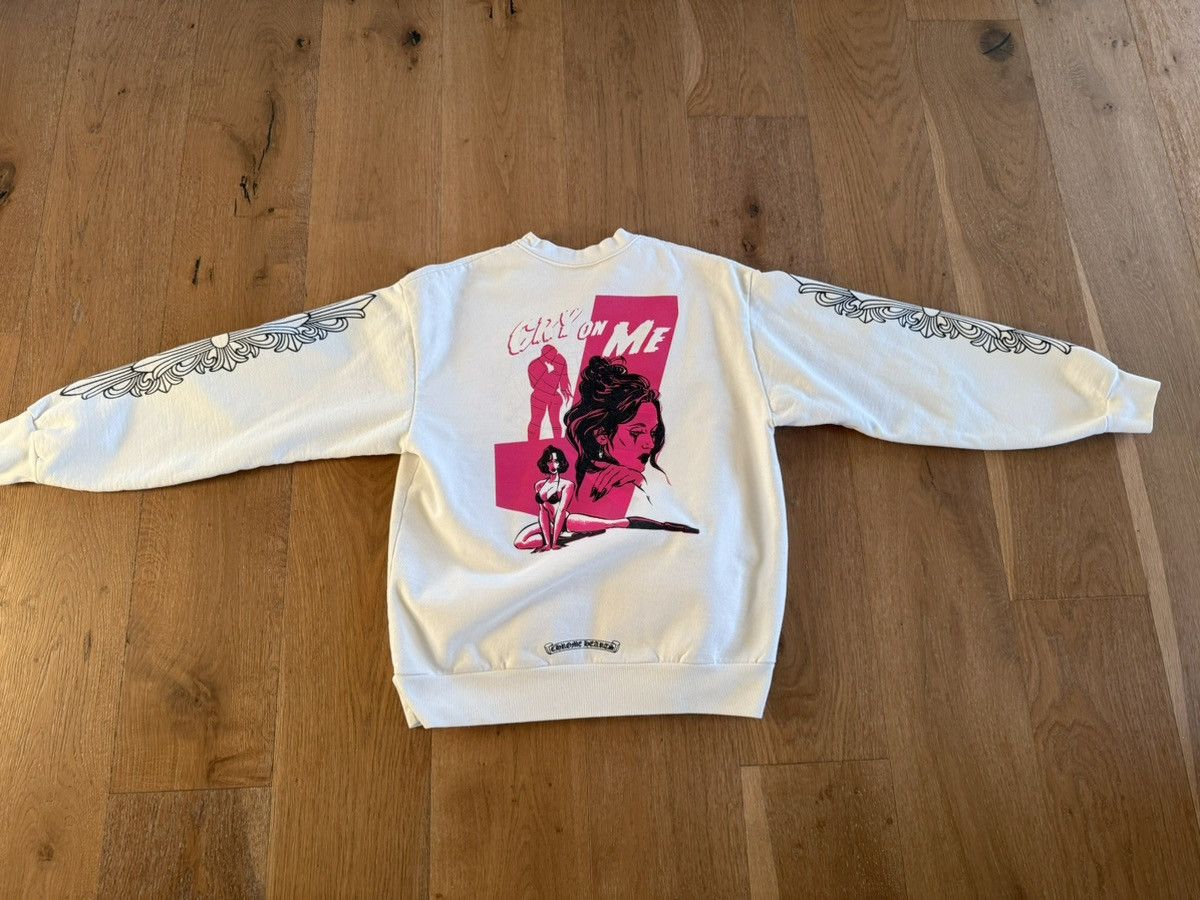 Chrome Hearts x Deadly Doll Cry on Me Crewneck Sweatshirt White Pink Mult Size US M / EU 48-50 / 2 - 5 Thumbnail