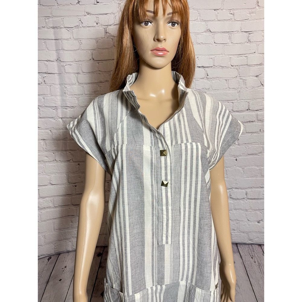 Other Geren Ford Stripe Cotton Linen Mini Dress Tunic Size L Size L / US 10 / IT 46 - 2 Thumbnail