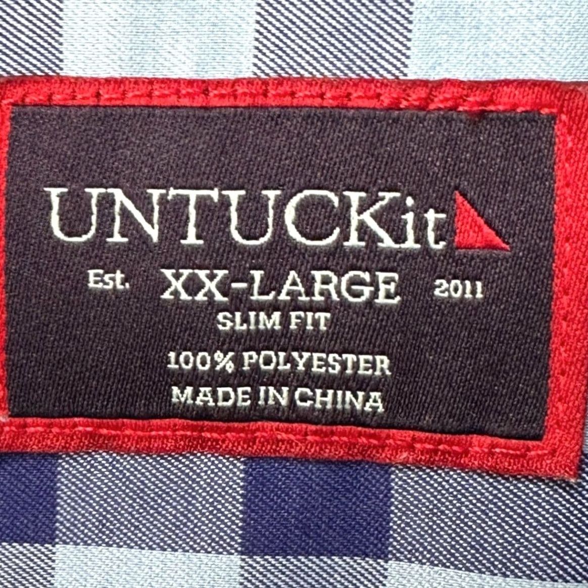 UNTUCKit UNTUCKit Shirt Slim Fit Button Up Short Sleeve Blue Check 2XL Mens Casual Office Wear Button-Down Collared Size US XXL / EU 58 / 5 - 4 Thumbnail