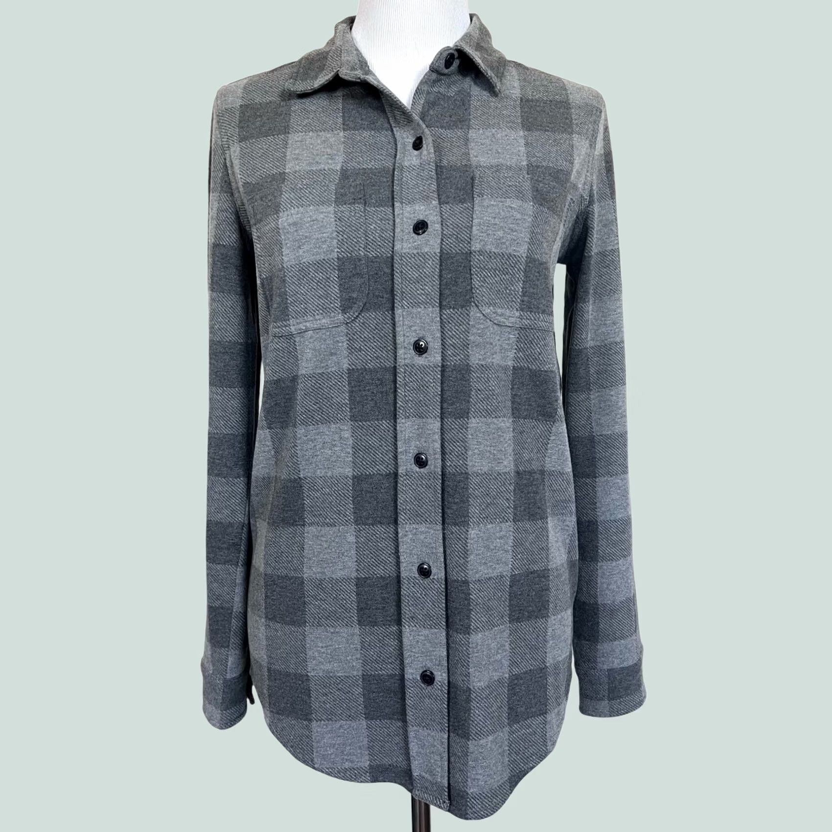 Quince Quince Women’s Plaid Fleece Top Gray Button Front Long Sleeve Sz S Shirt Womens Set Stretch Size S / US 4 / IT 40 - 1 Thumbnail