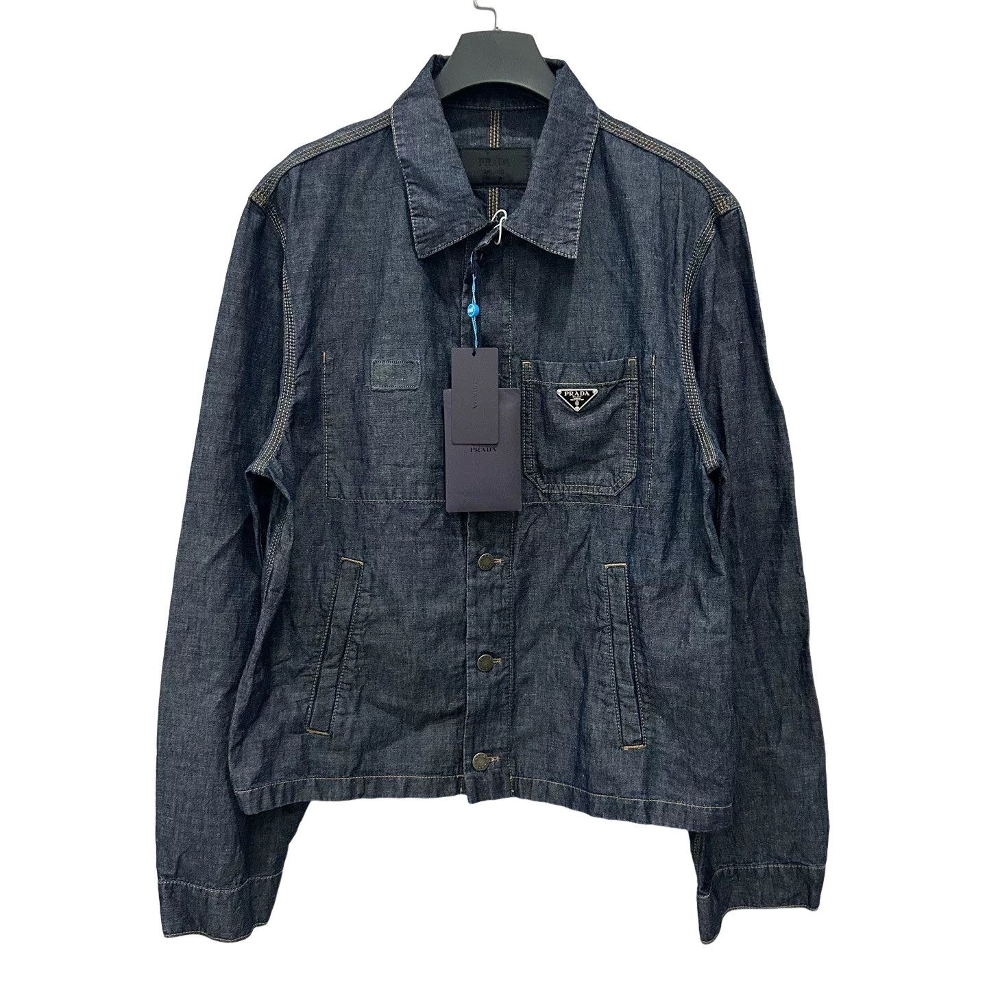 Prada Prada Linen Denim Triangle Logo Jacket Size L Size US L / EU 52-54 / 3 - 1 Thumbnail