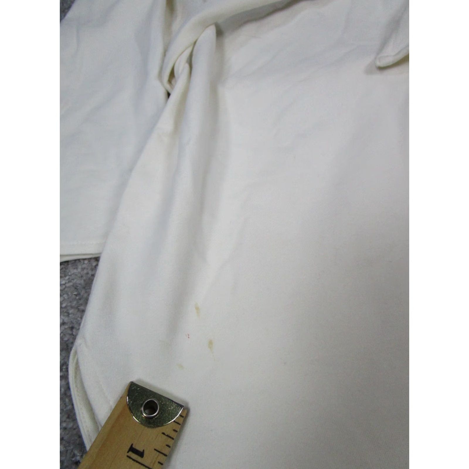 Ann Taylor VINTAGE Ann Taylor Sweater Womens L Solid Ivory Wrap Cotton Long Sleeve Round Neck Works with Limited Defects (Stains Shown) Mens/Womens Size L / US 10 / IT 46 - 6 Thumbnail