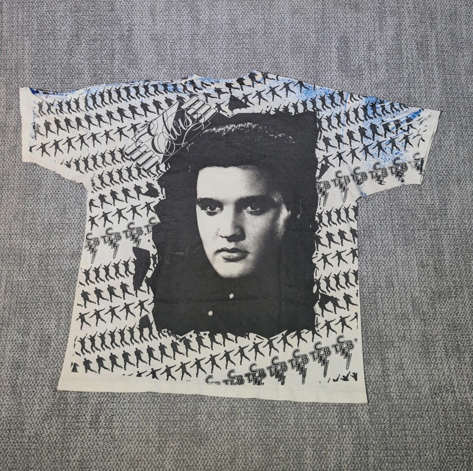 Hanes Vintage 90s Elvis Presley Shirt XL Black White TCB AOP Hanes Size US XL / EU 56 / 4 - 2 Thumbnail