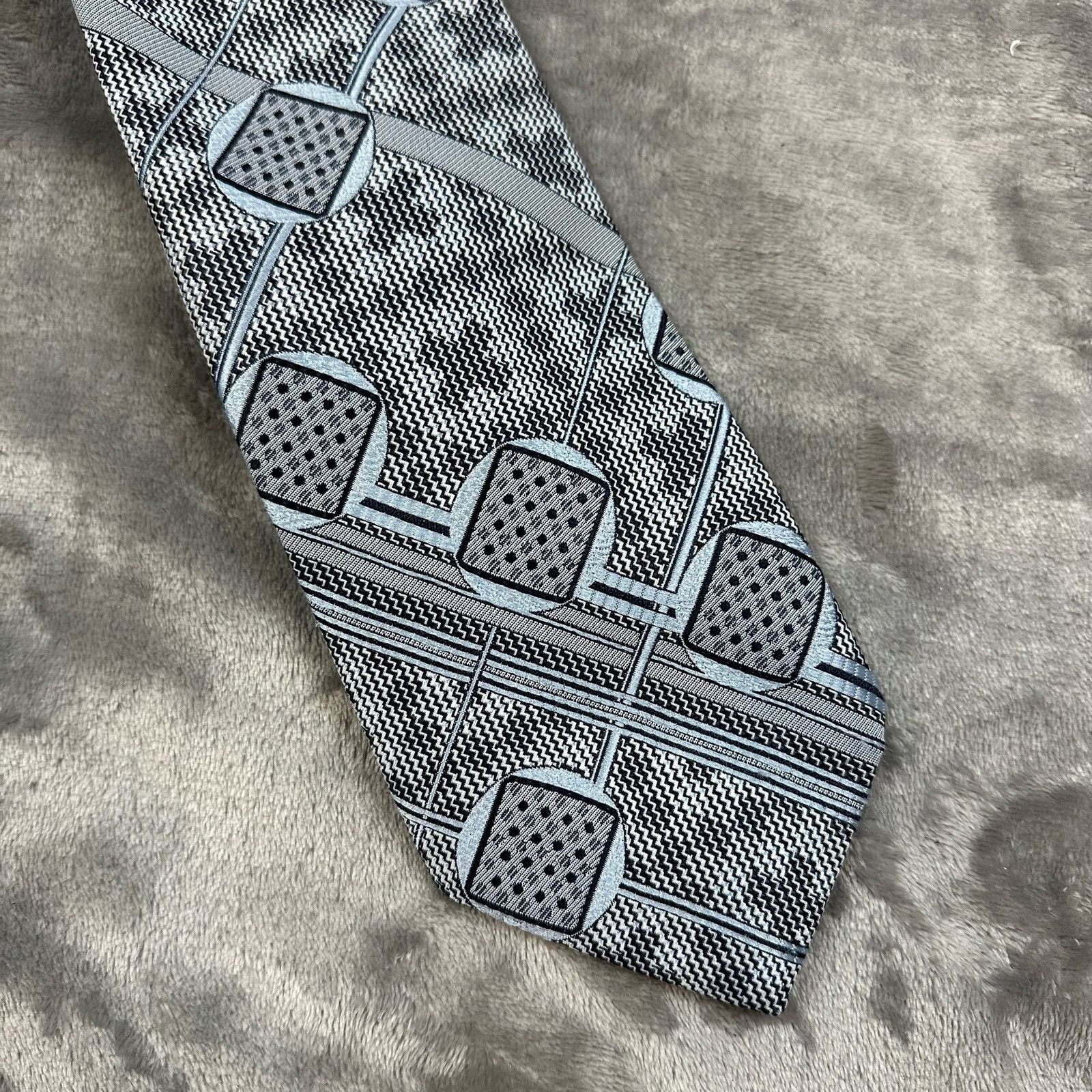 Other Vintage 70s Tie Textured Mod Art Deco MCM Blue Black Size ONE SIZE - 2 Thumbnail