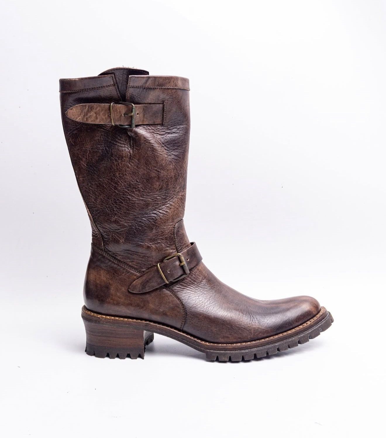 Other Unknown Brand – Engineer Boots – Brown Leather Size US 9.5 / EU 42-43 - 2 Thumbnail