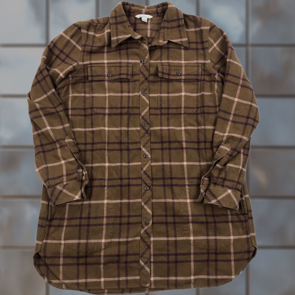 Vintage VINTAGE L.L.Bean Signature Archive Shirt Women M Brown Plaid Flannel Button-Up Size M / US 6-8 / IT 42-44 - 1 Thumbnail