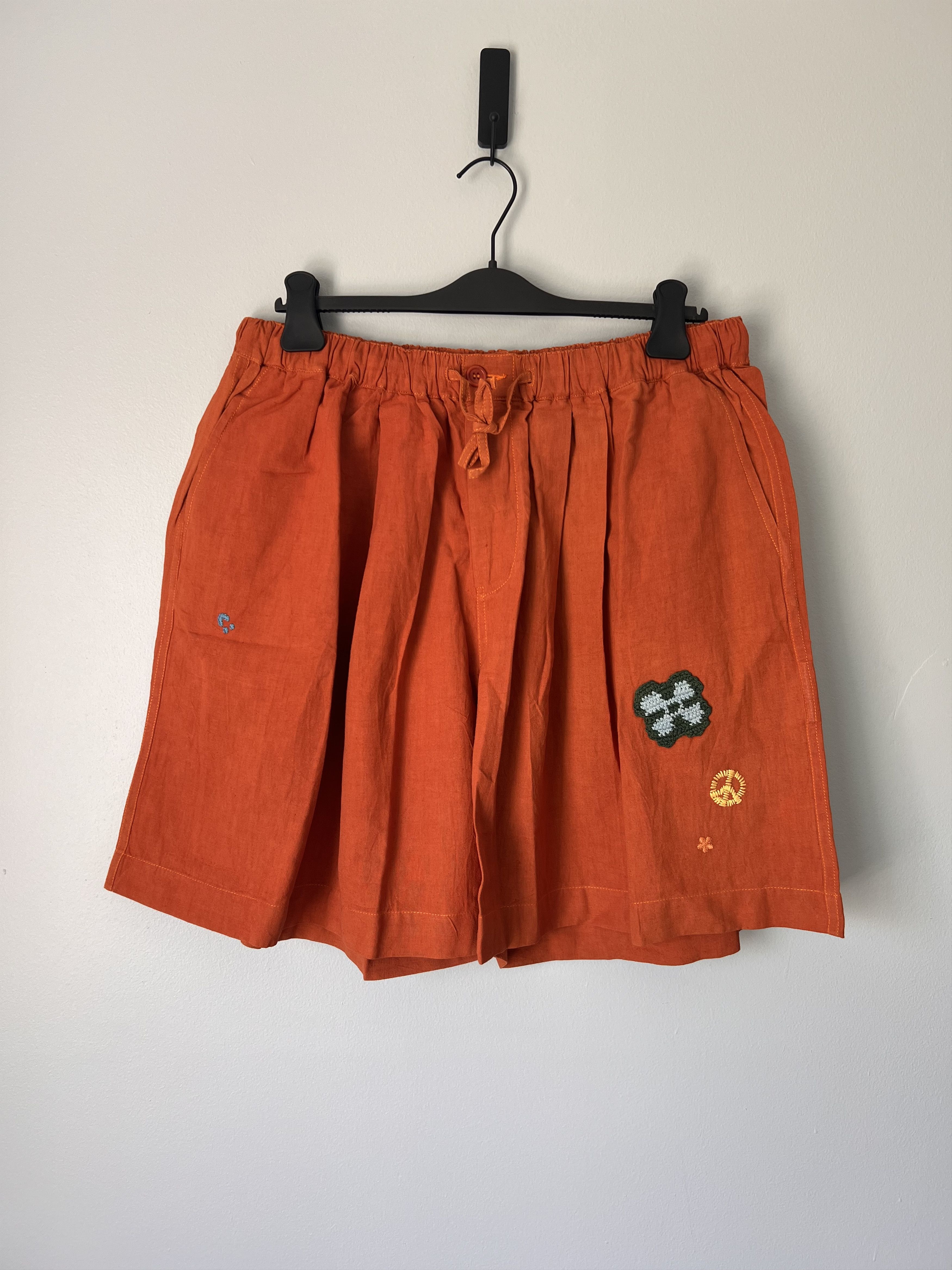 image of Story Mfg. Embroidered Bridge Shorts In Orange, Men's (Size 34)