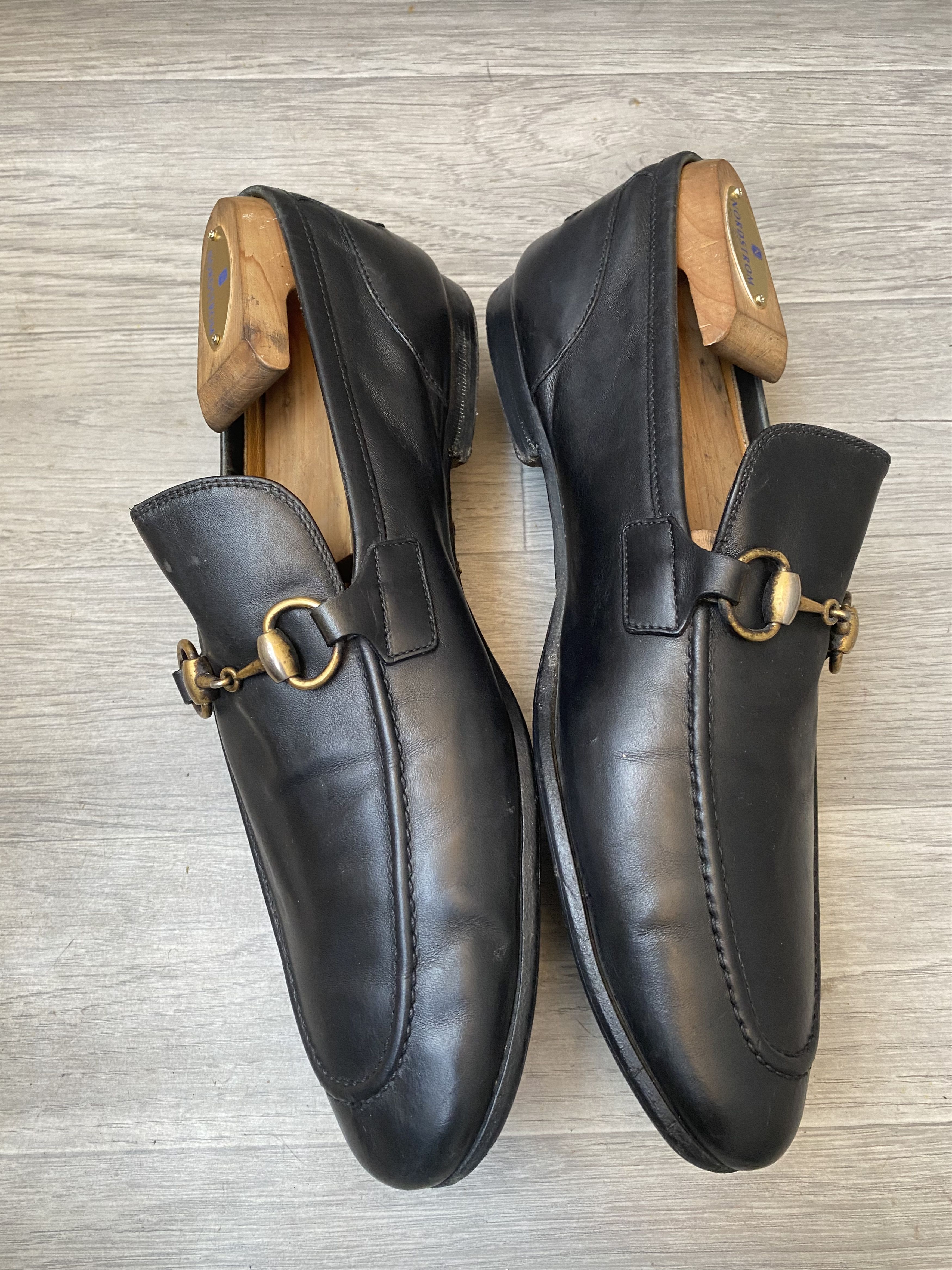 Gucci horsebit jordan black leather loafers sz 41