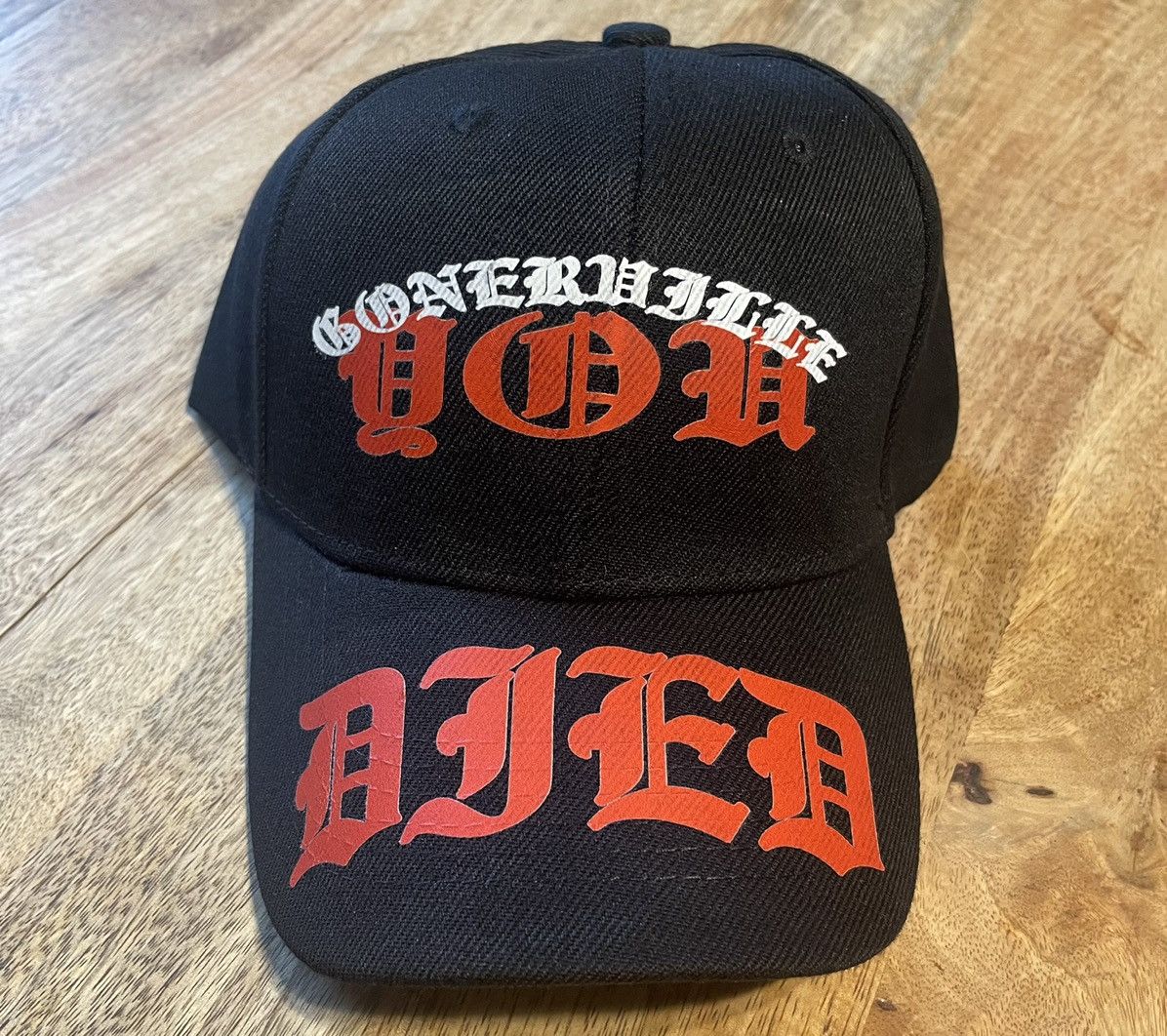 image of Drain Gang x Fuck The Population Gonerville/grimy Kids -You Died Adjustable Hat Sematary Ftp in Bla