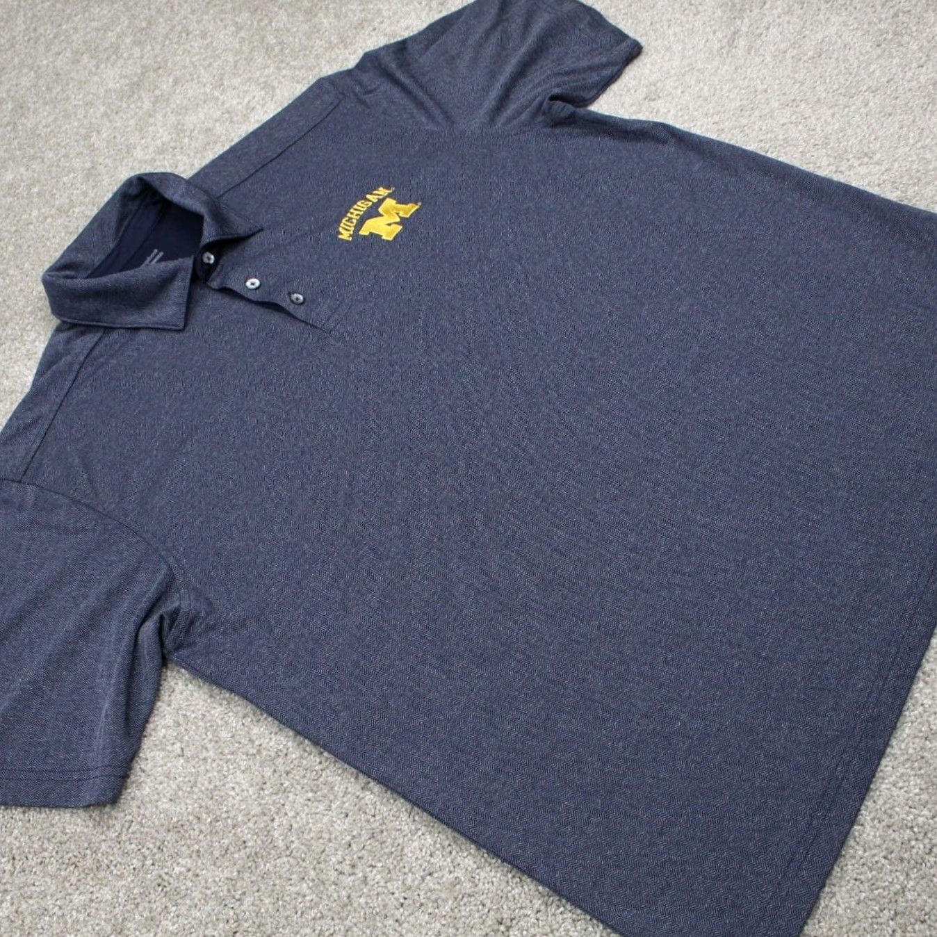 Champion Champion Michigan Wolverines Polo Shirt Mens XL Blue 100% Polyester S/S Pullover Polo Size US XL / EU 56 / 4 - 6 Thumbnail