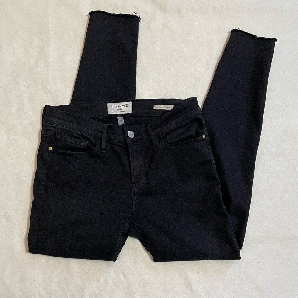 Frame FRAME Le Skinny de Jeanne Mid-Rise Black Jeans Size 27 Size 27" / US 4 / IT 40 - 7 Thumbnail