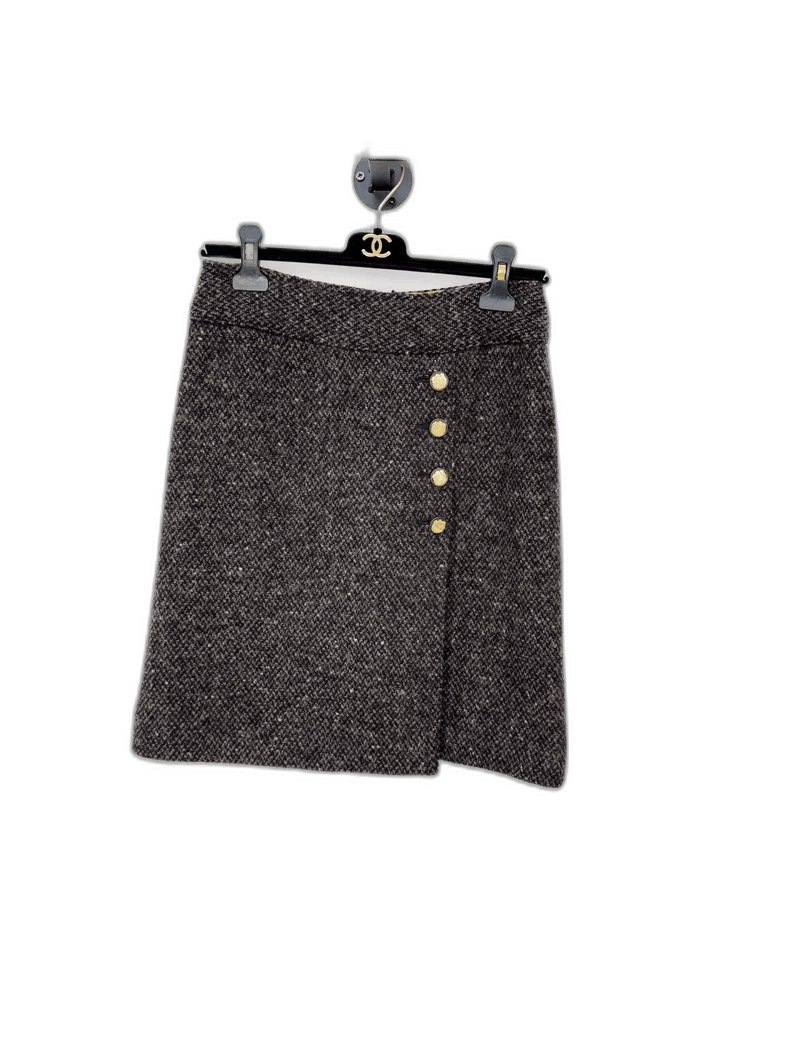 Dolce & Gabbana DG Wool Skirt with Gold Buttons Size 40" / US 18 - 1 Thumbnail