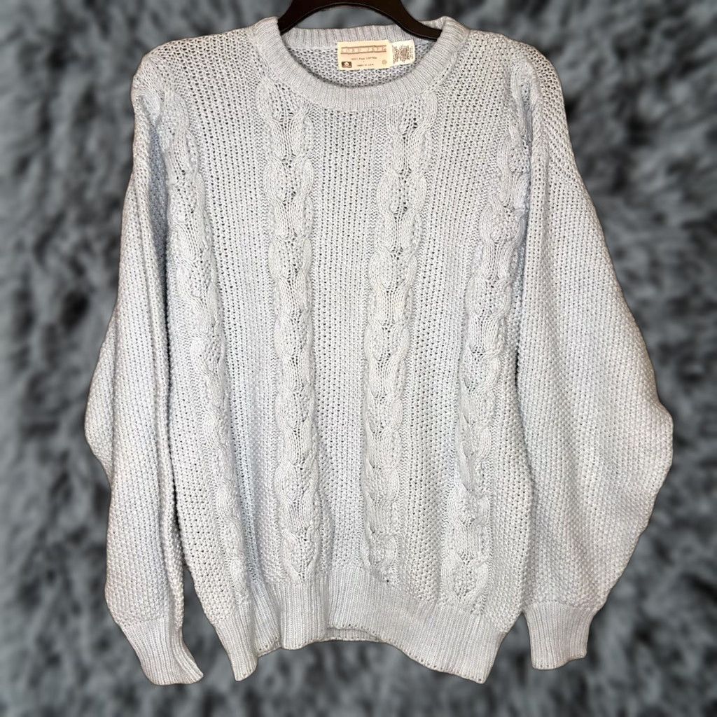 Vintage VINTAGE Lord Jeff Blue Fine Cotton Cable Knit Pullover Sweater Men’s Medium Size US M / EU 48-50 / 2 - 1 Thumbnail