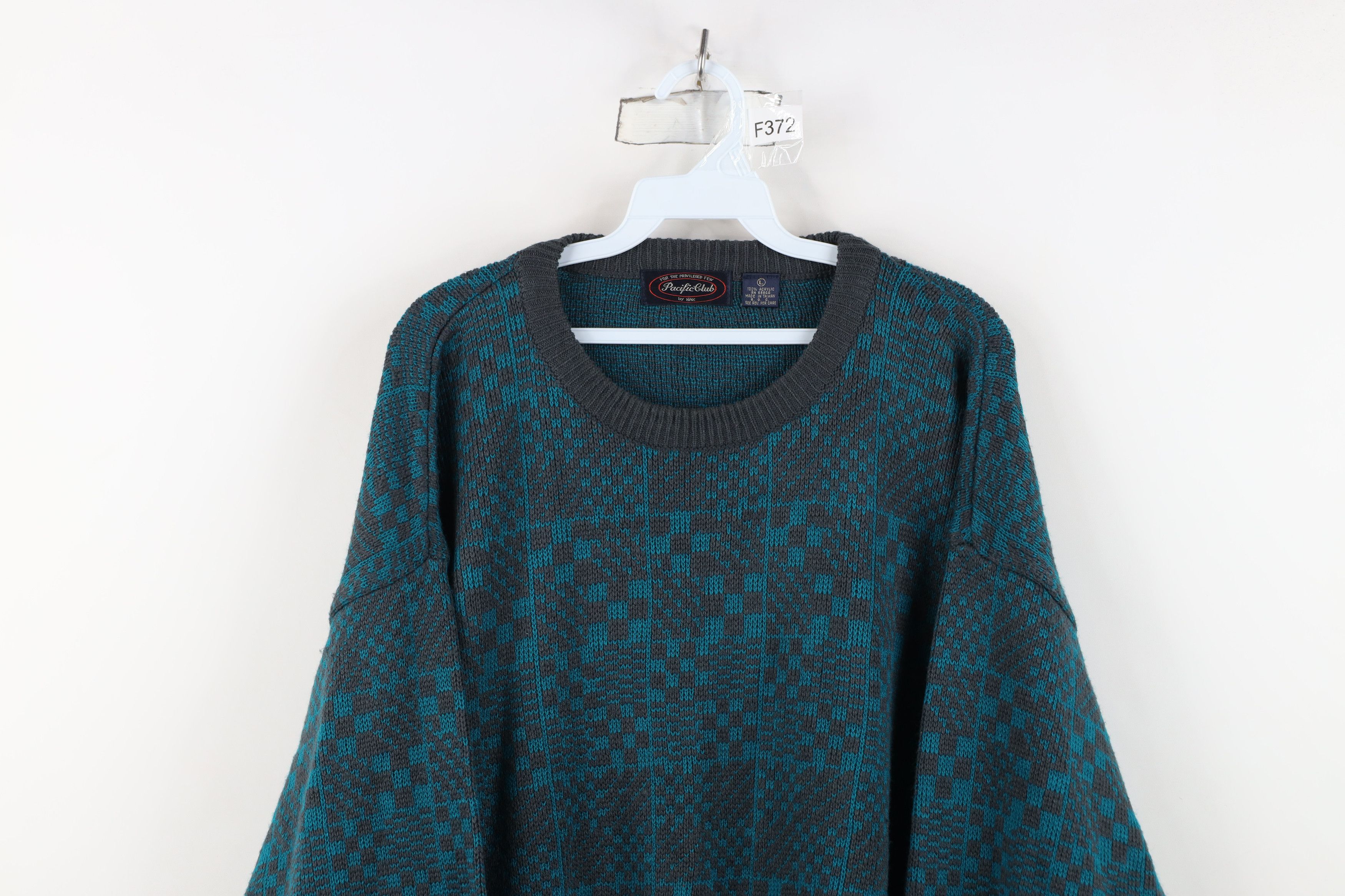 Vintage Vintage 90s Streetwear Checkered Knit Crewneck Sweater Size US L / EU 52-54 / 3 - 2 Thumbnail