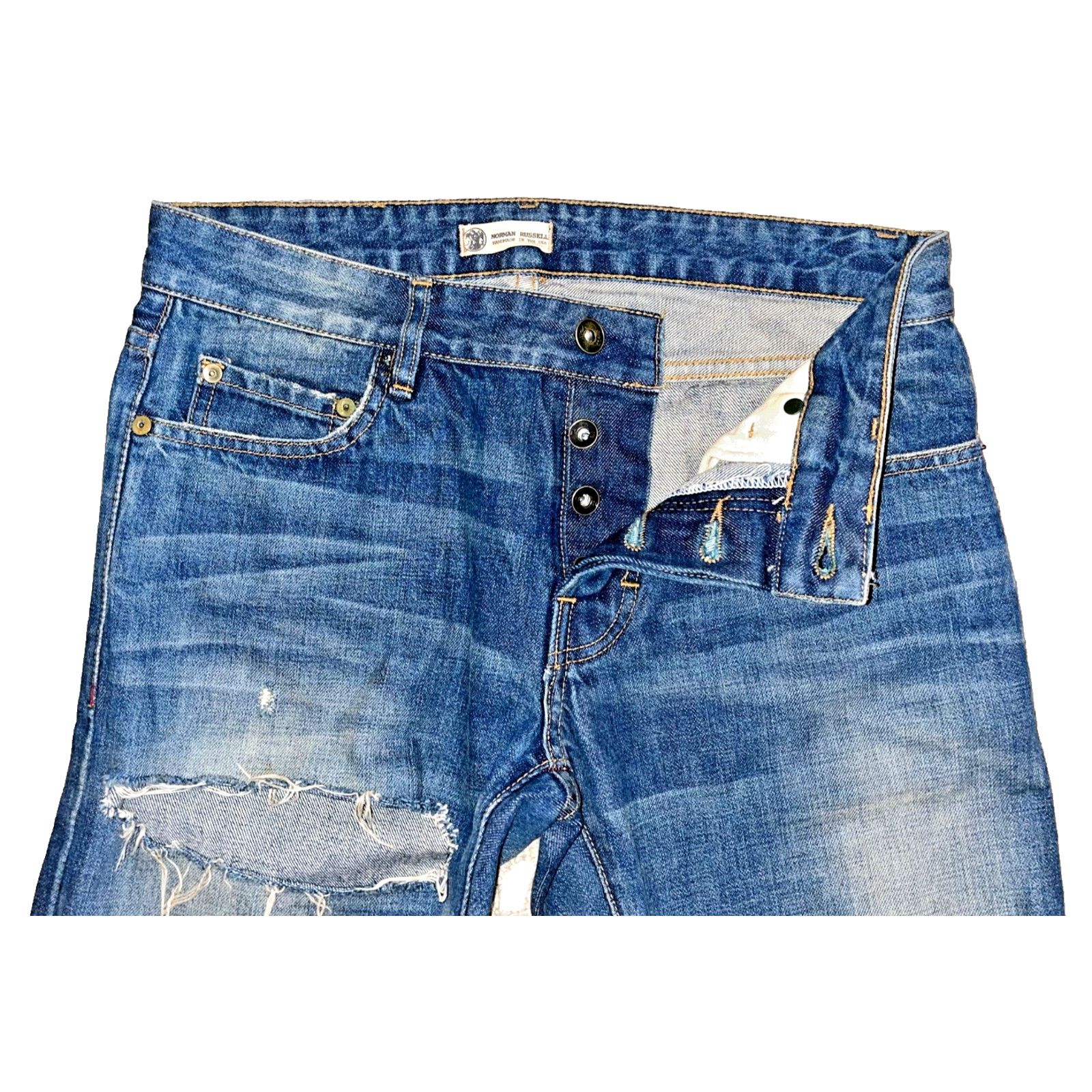 Norman Russell Norman Russell Selvedge Denim Jeans USA Straight Fit 27x28 Size US 27 - 6 Thumbnail