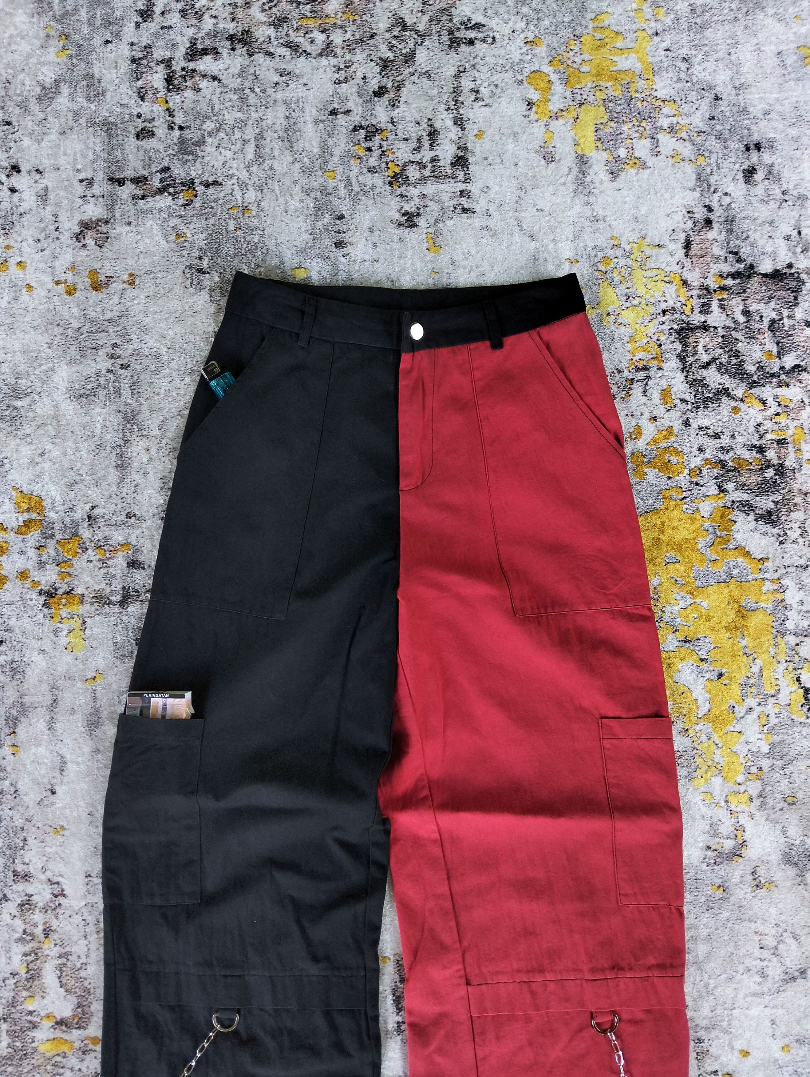 If Six Was Nine Romwe Hybrid Two Tone Baggy Wide Leg Cargo Pants Size US 27 - 2 Thumbnail