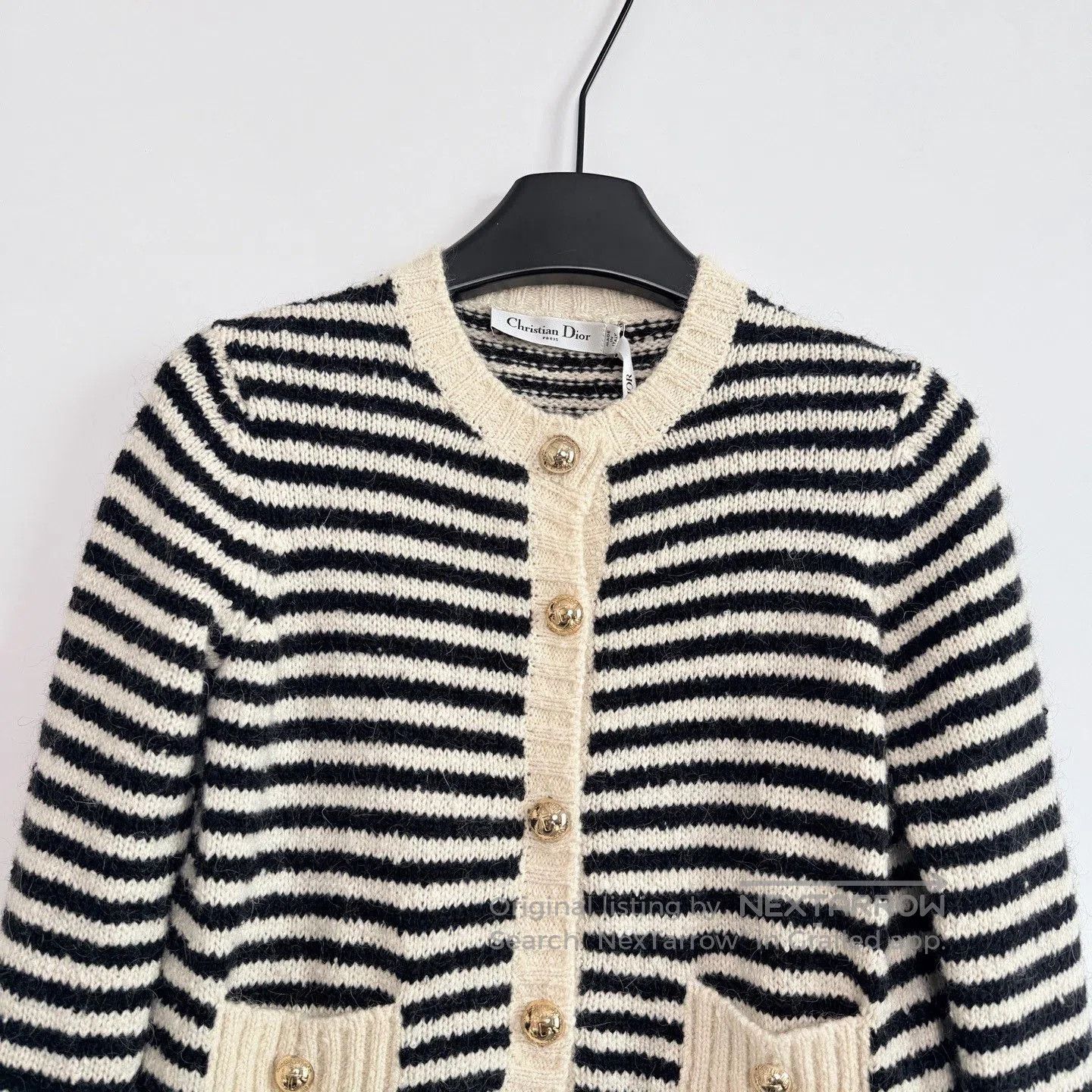 Dior DIOR Striped Jacquard Pocket Cardigan. Size XS / US 0-2 / IT 36-38 - 2 Thumbnail