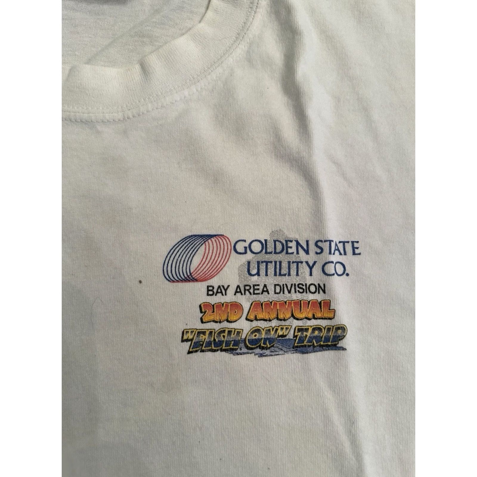Vintage VINTAGE On Golden State Utility Co. Fish On Fishing Trip Funny T-Shirt White XL Men Mens Regular XL Shirt Size US XL / EU 56 / 4 - 3 Thumbnail