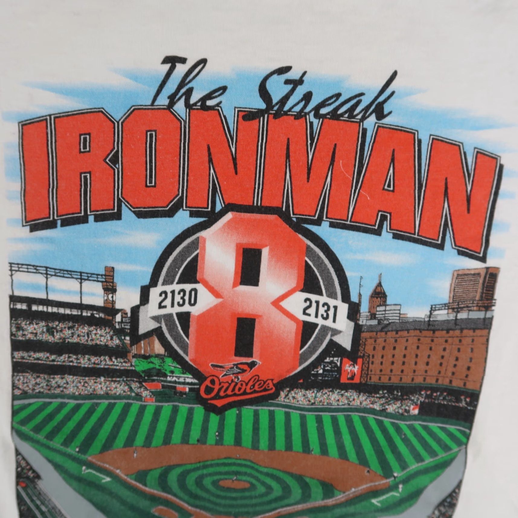 Delta VINTAGE 90s 1995 Camden Yards The Streak XL T-Shirt Cal Ripken Orioles White Size US XL / EU 56 / 4 - 5 Thumbnail
