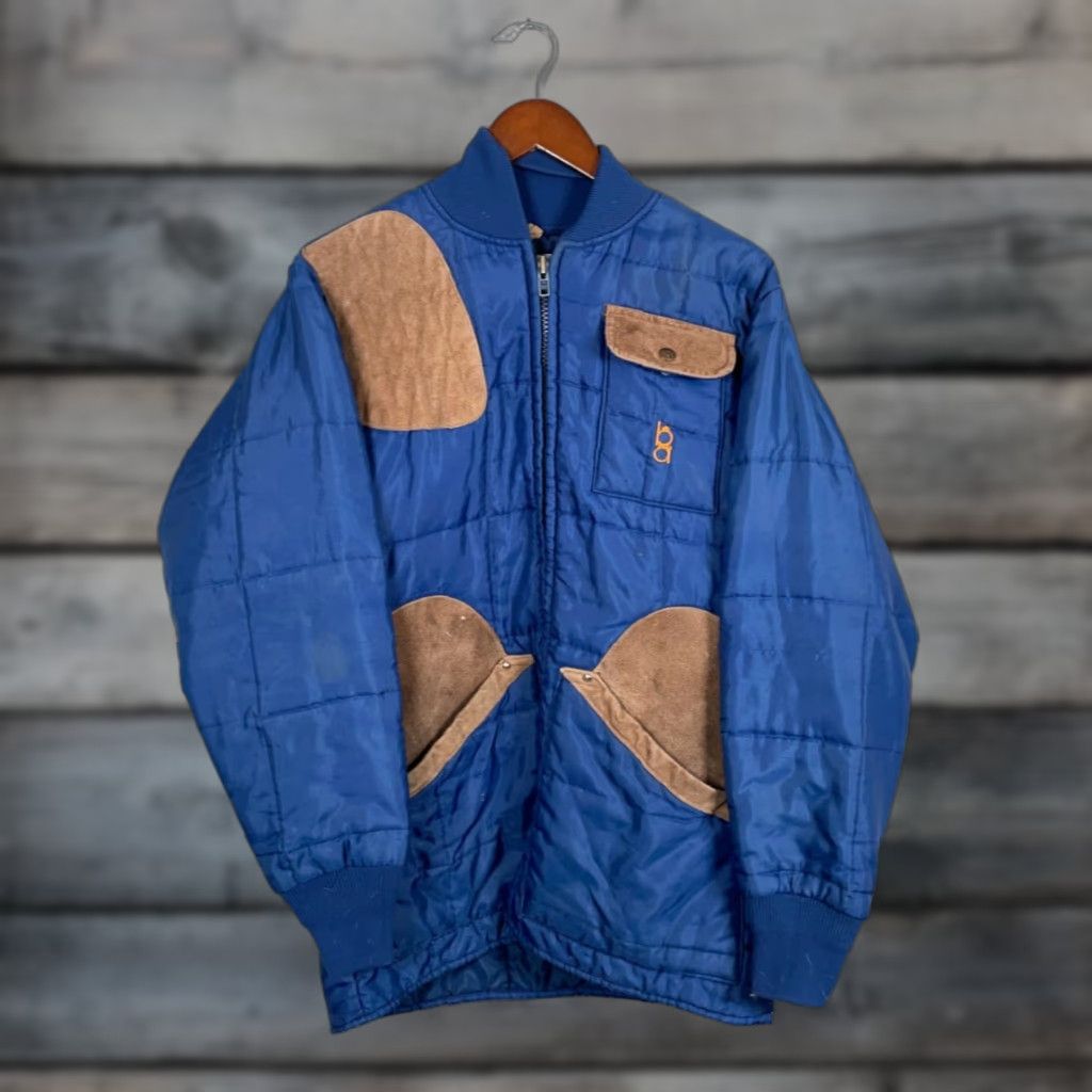 Vintage VINTAGE Bob Allen Quilted Shooting Jacket Adult Medium Blue Suede Leather Trim Size US M / EU 48-50 / 2 - 1 Thumbnail