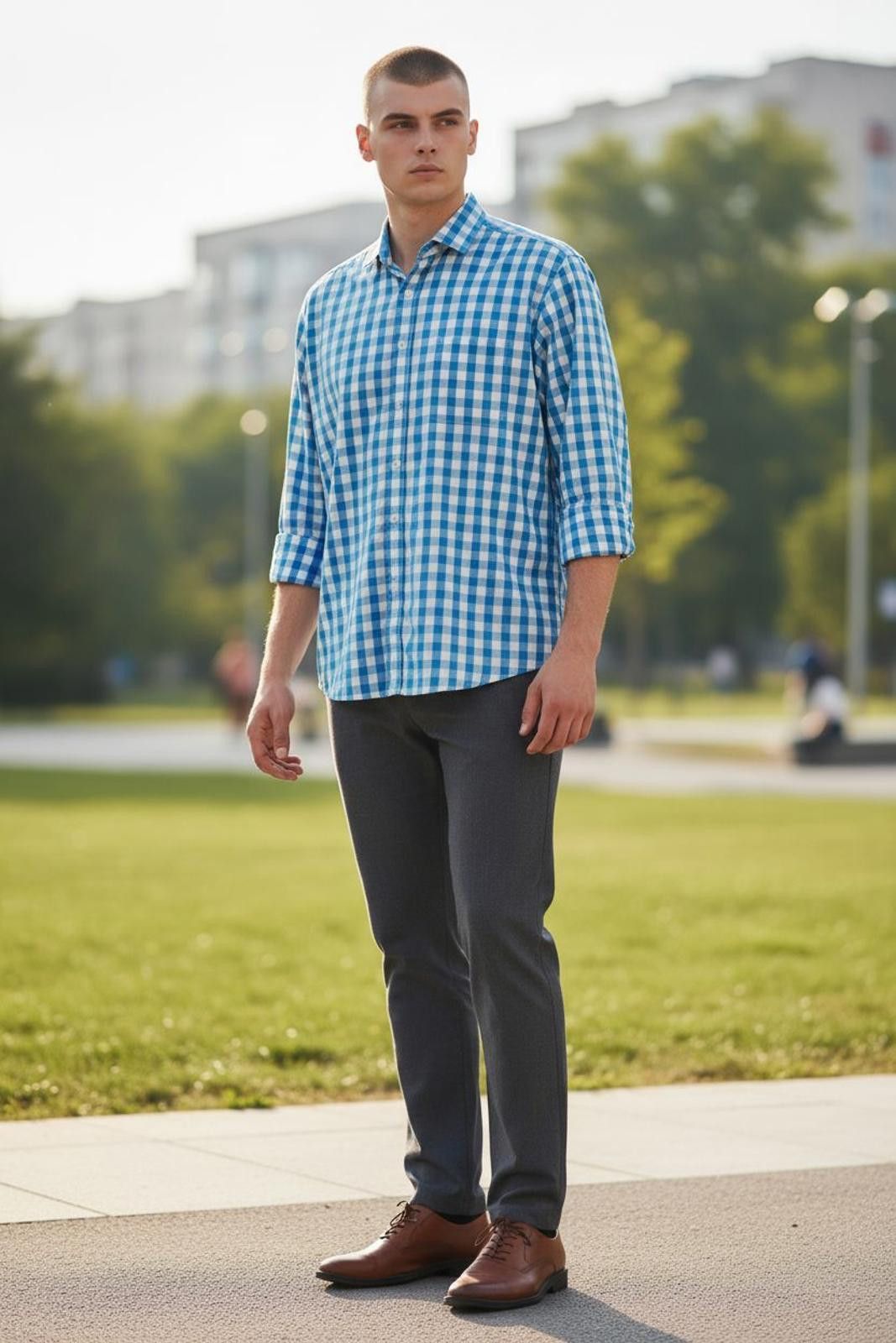 Tommy Hilfiger Tommy Hilfiger Men's Blue & White Checkered Button-Up Shirt Size US XL / EU 56 / 4 - 2 Thumbnail