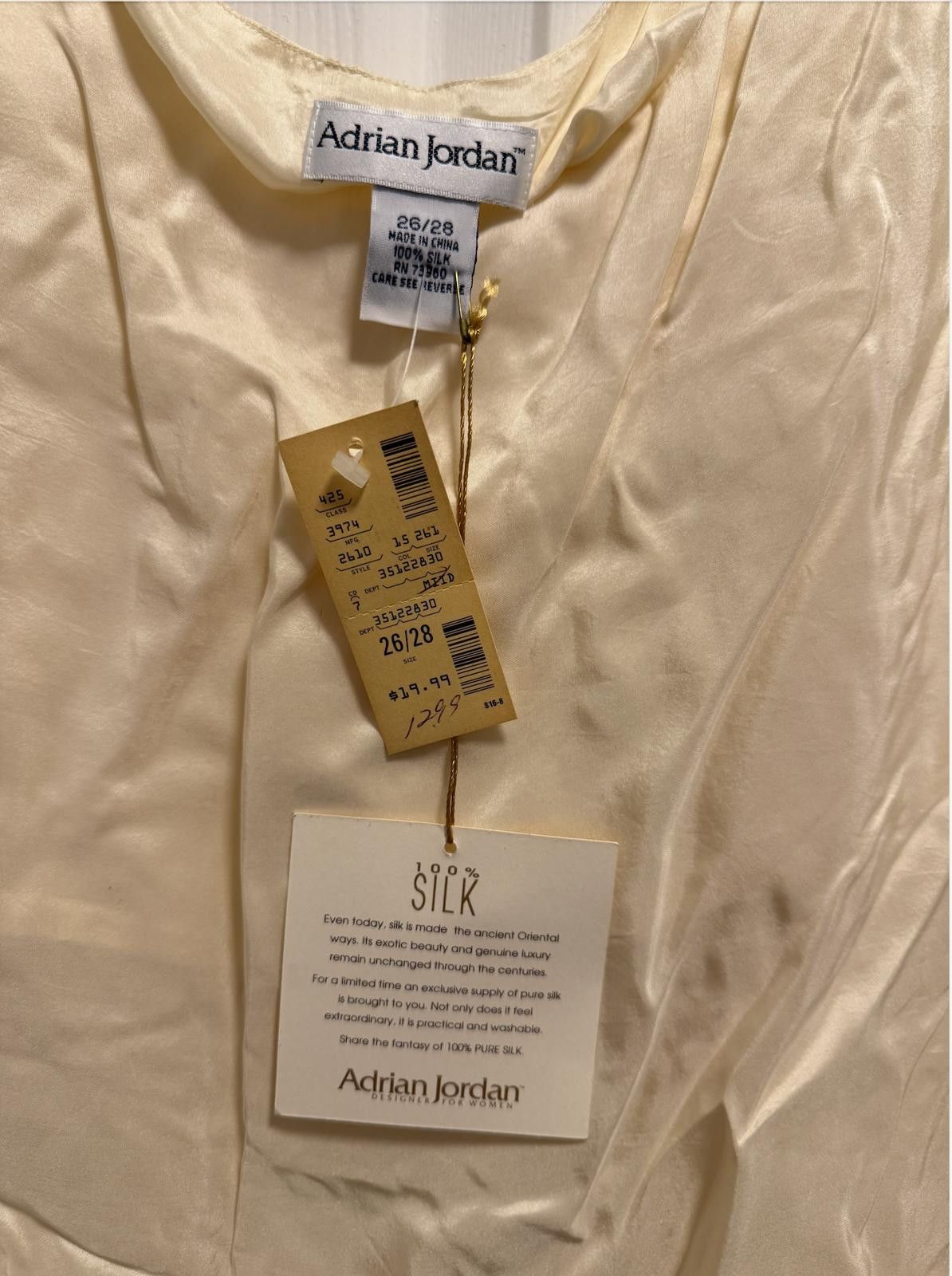 Designer Cream Silk Adrian Jordan Tank — Luxe With Tags Size M / US 6-8 / IT 42-44 - 3 Thumbnail